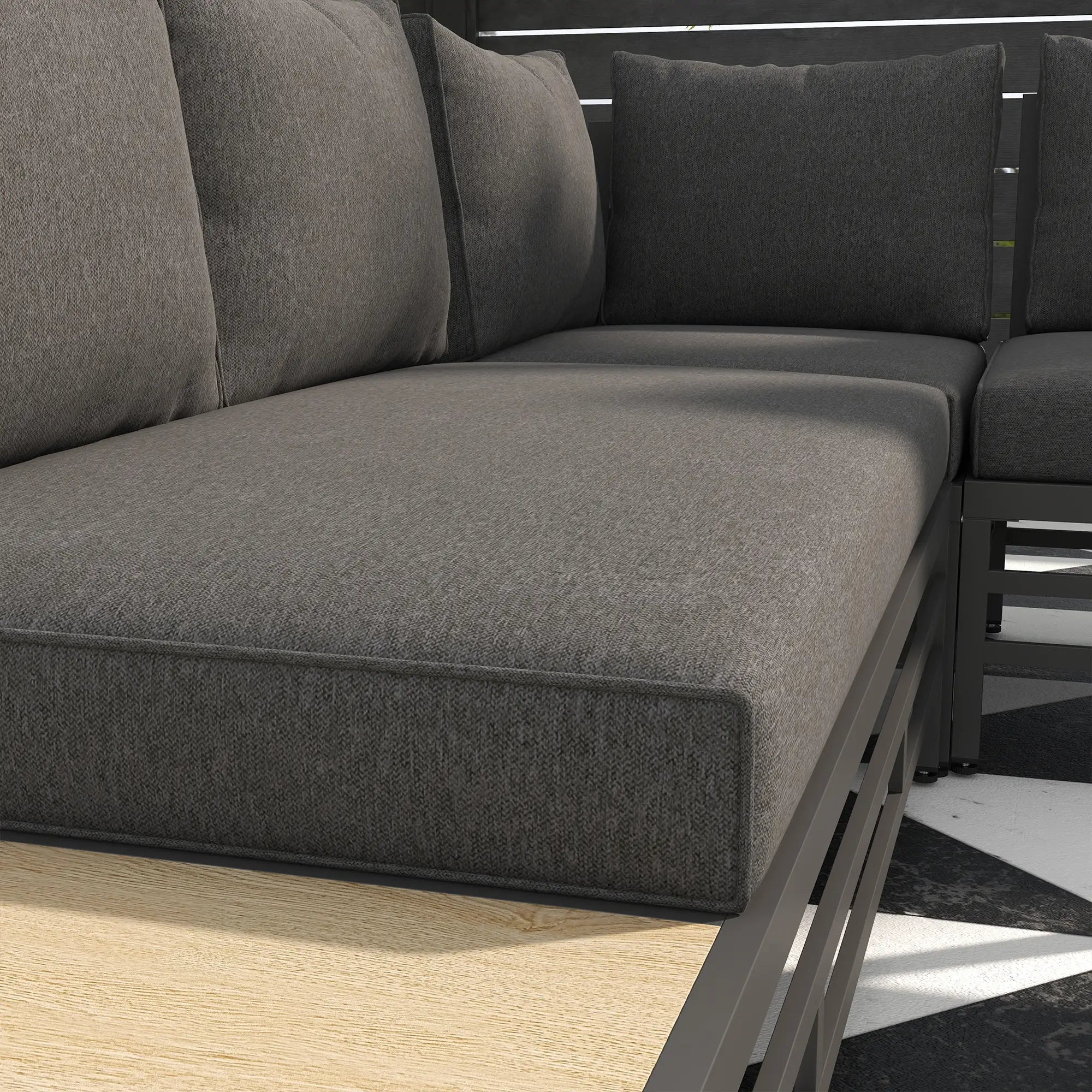 5-tlg. Gartenlounge-Set mit Sofa & Tisch, Grau