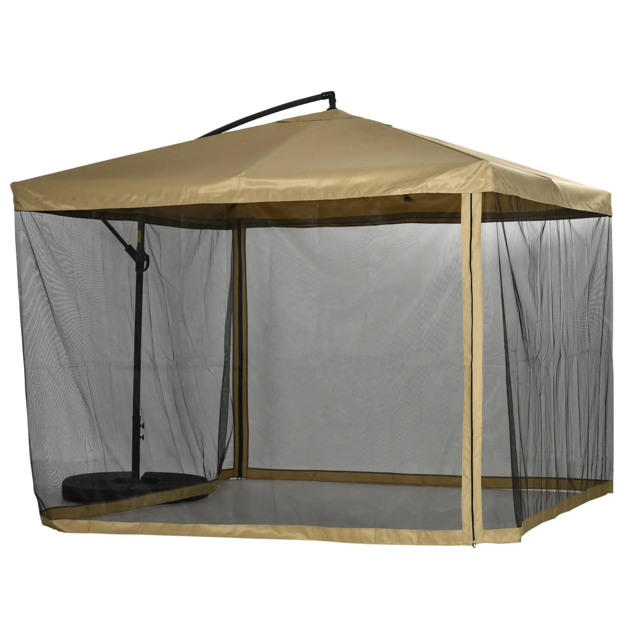 Outsunny Ampelschirm Gartenschirm mit Moskitonetz Handkurbel