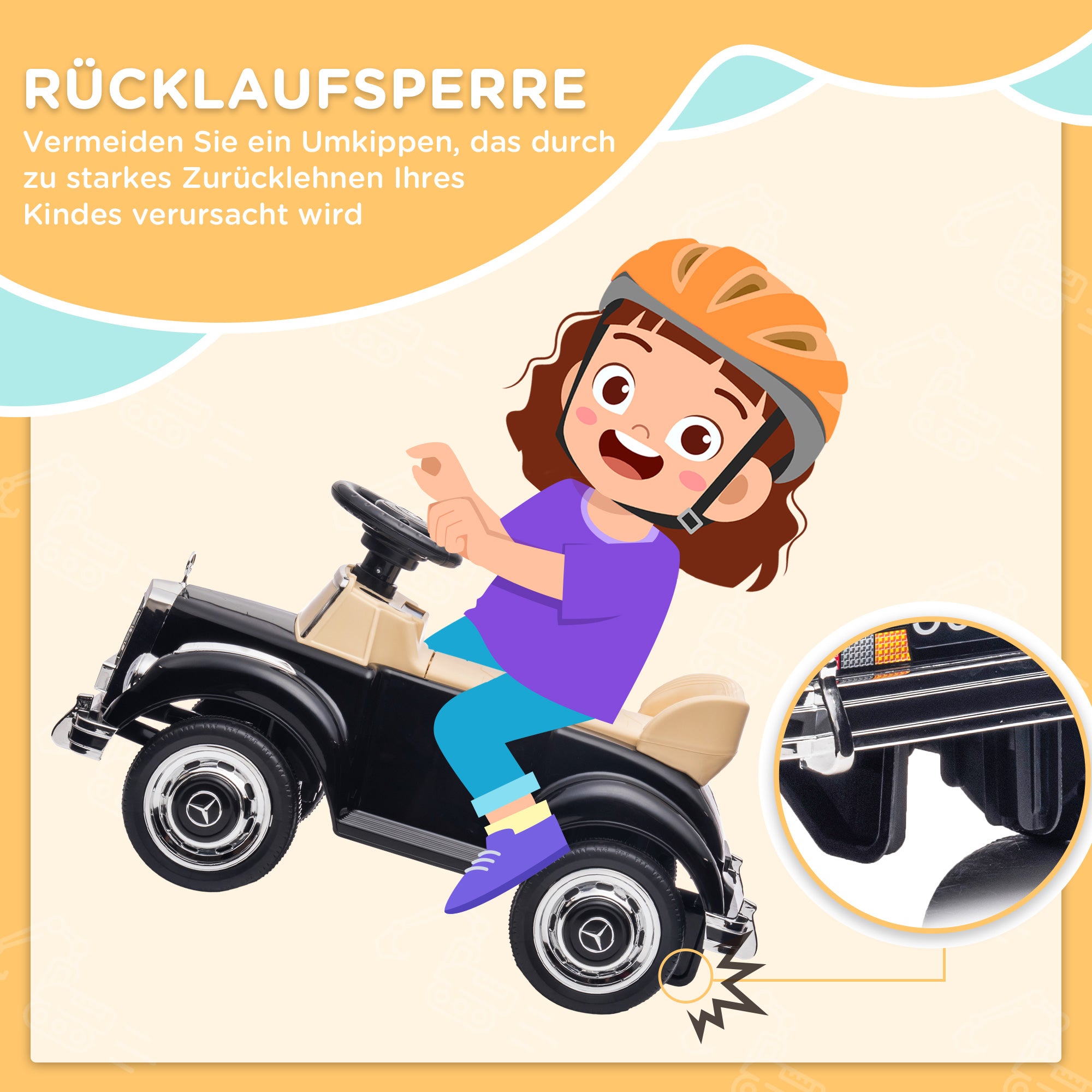 AIYAPLAY Rutscher Kinderauto Mercedes Benz Design 300 S Design, Schwarz