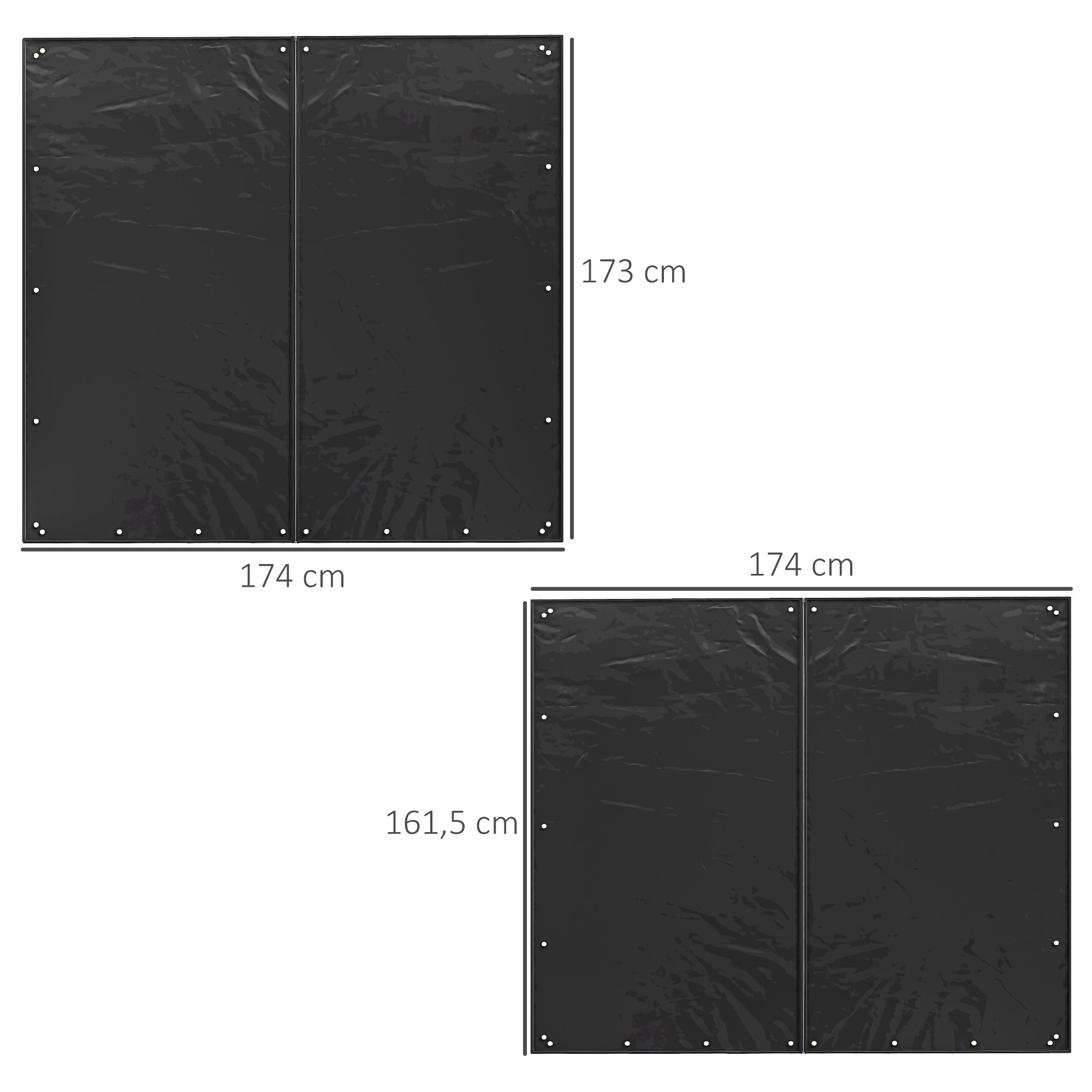 Outsunny Abdeckung für Brennholzregal, 2er-Set, wetterfest & staubdicht, 174x173 & 174x161,5, Schwarz