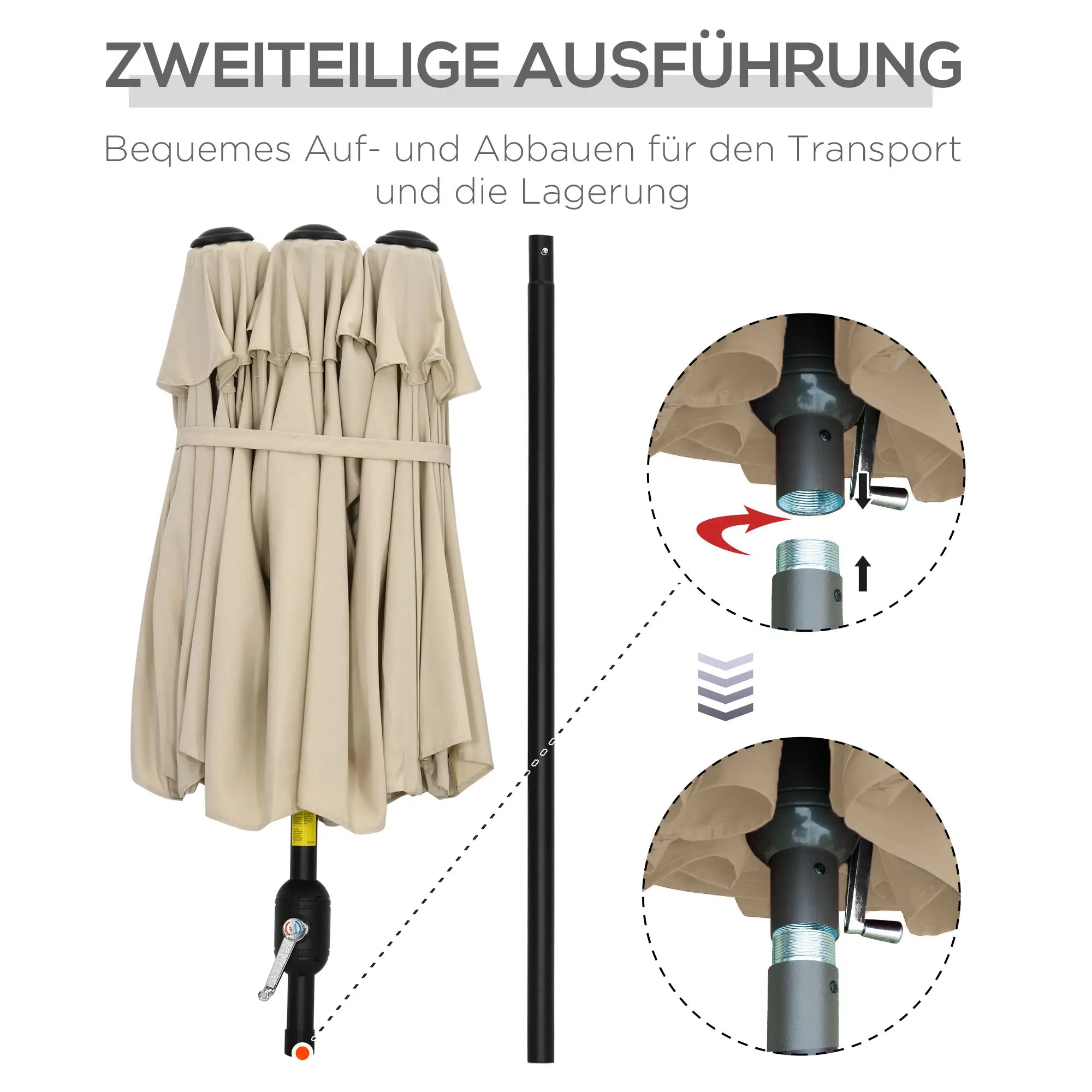 Outsunny Doppelsonnenschirm neigbar mit Kurbel Gartenschirm