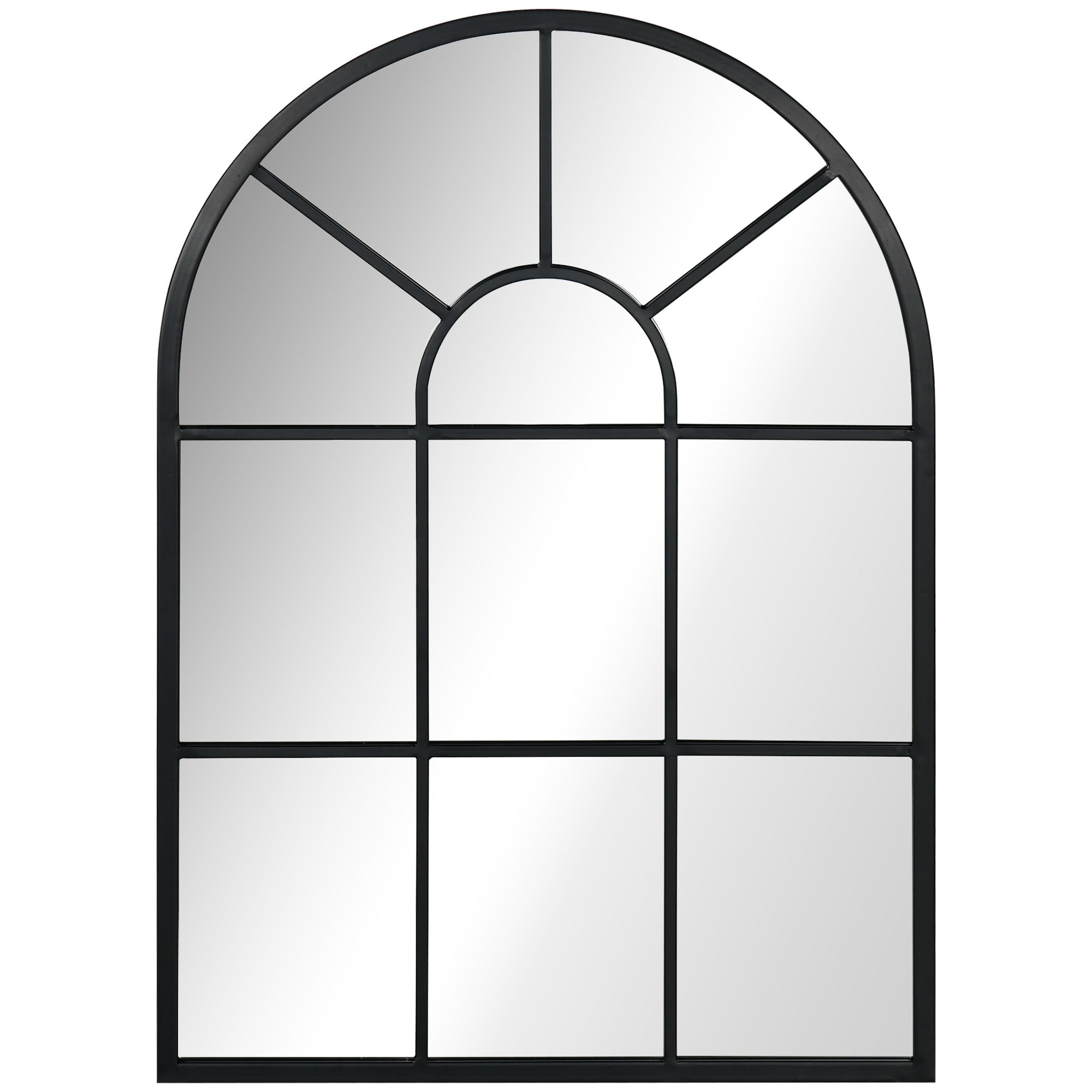 HOMCOM Wandspiegel, Fenster-Design, Flurspiegel, Metallrahmen, 70x50 cm, Schwarz