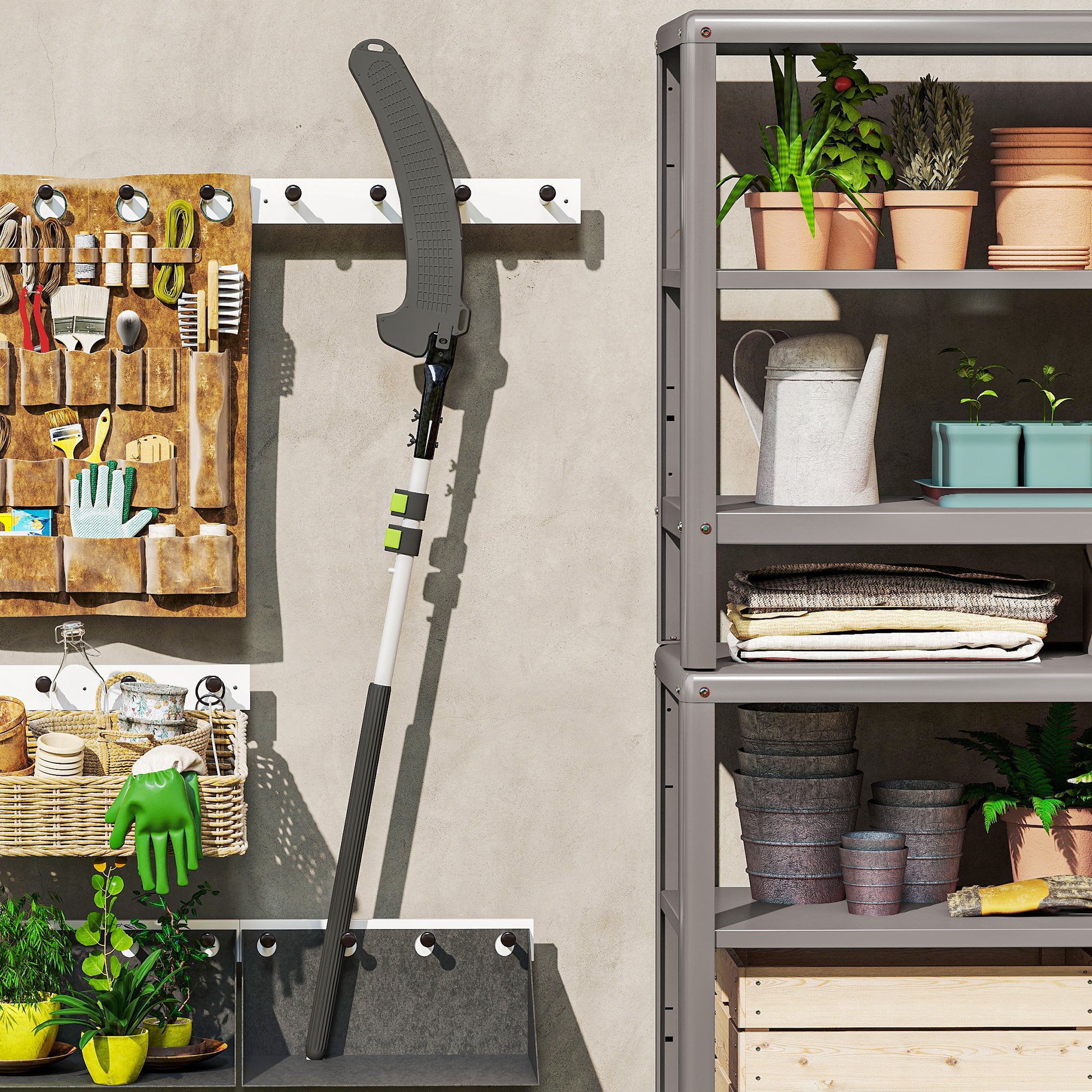 Outsunny Teleskop Astsäge 1,5–2,6m Baumschere mit Feststellvorrichtung, Teleskop-Griff Antihaftbeschichtet Klinge Schwarz