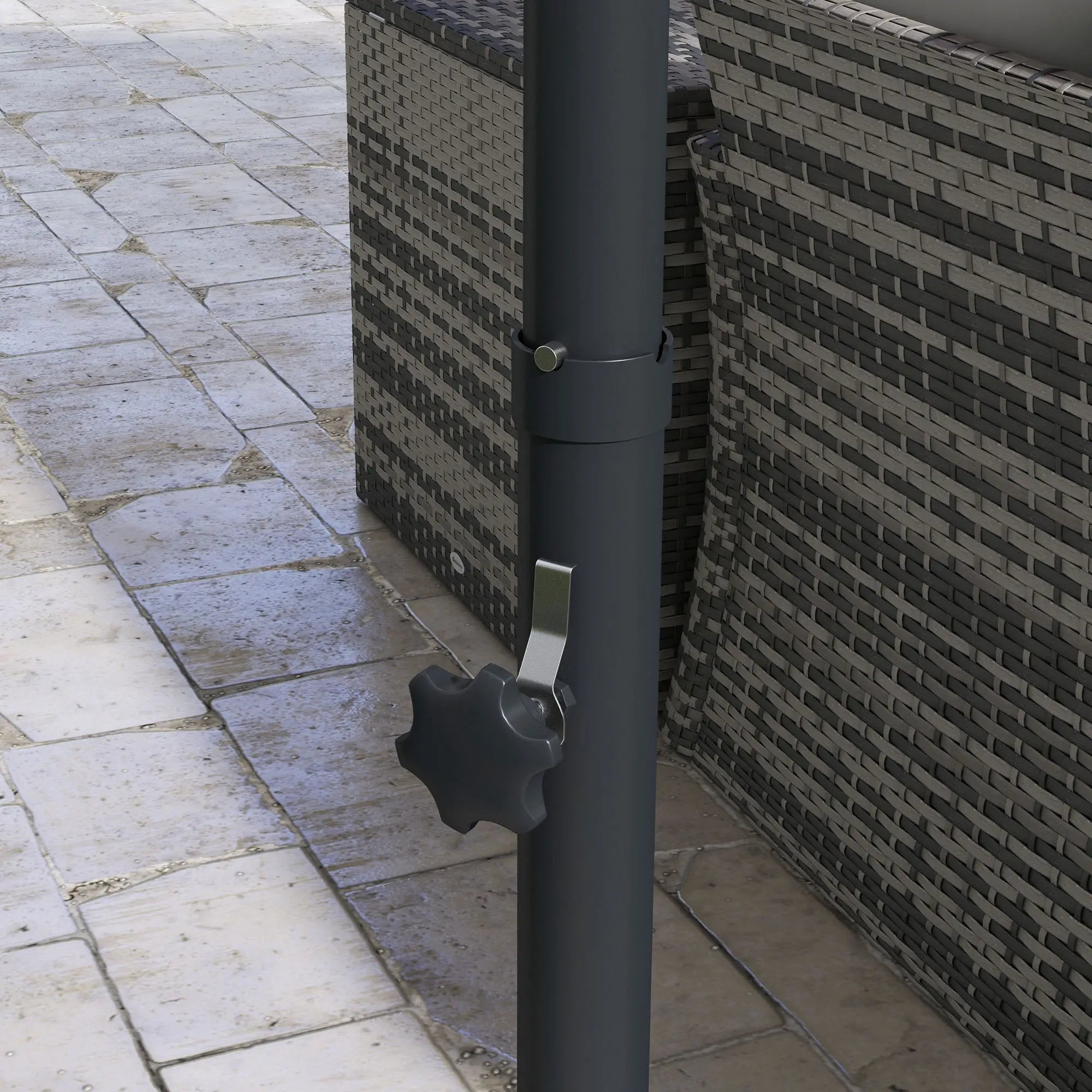 Outsunny Ø3 m Ampelschirm, neigbar, drehbar, Handkurbel, Windhaube, Metallmast, Dunkelgrau