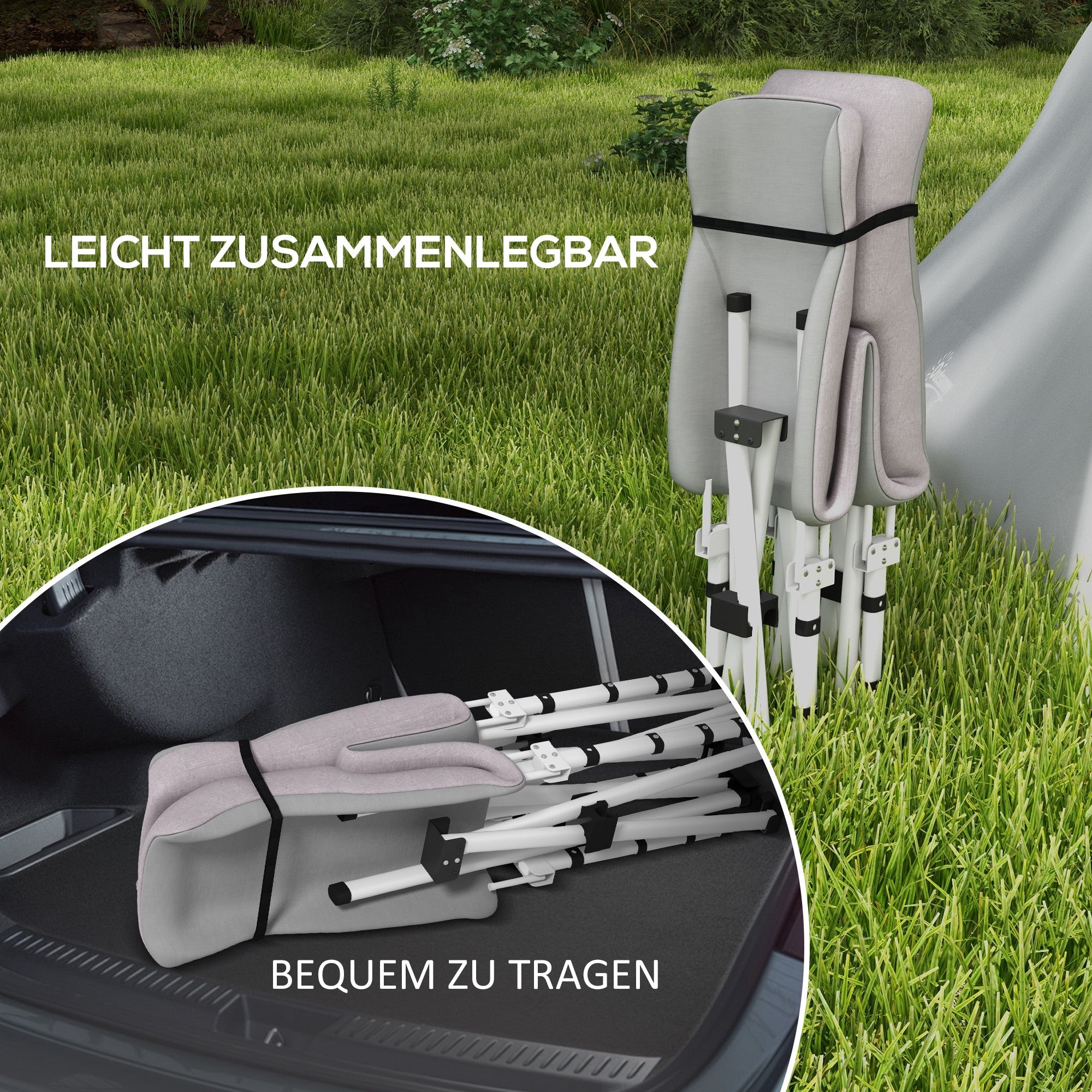 Outsunny Feldbett, Campingbett, klappbar, weich, bis 200 kg, rostfreies Metallgestell, 200x65x42cm, Grau