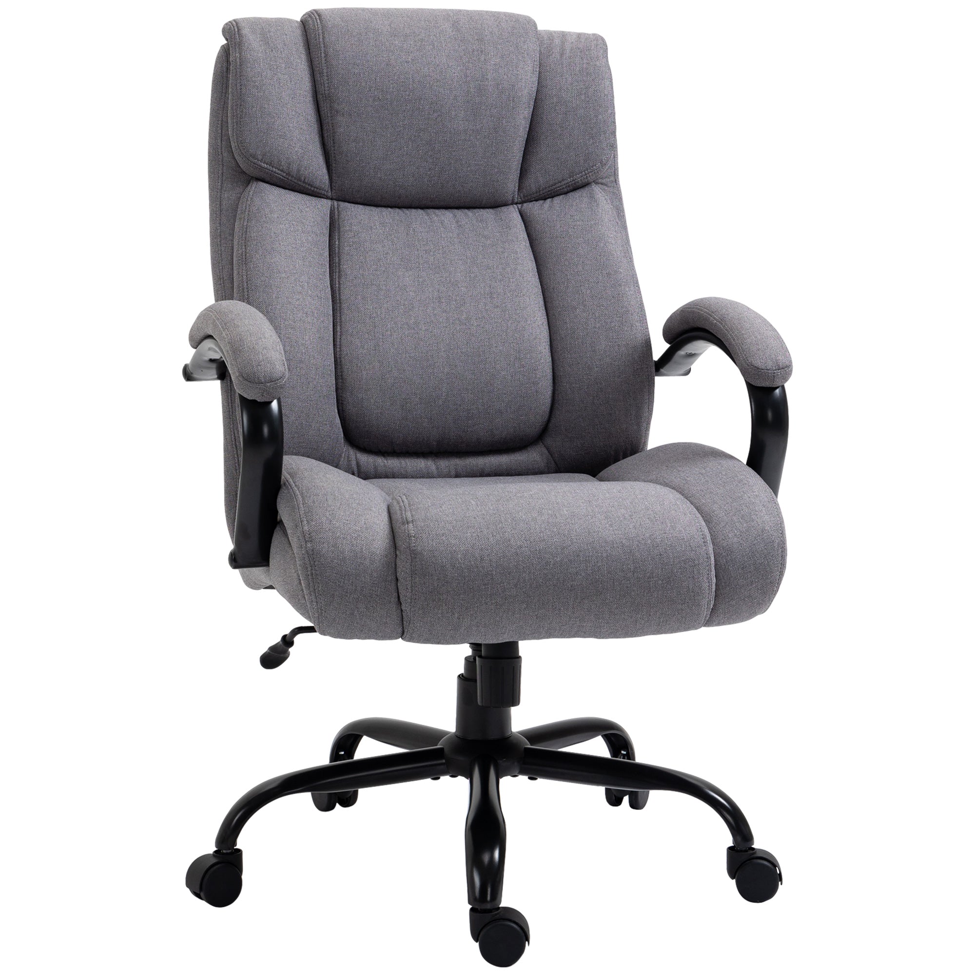 Vinsetto Bürostuhl Ergonomisch Schreibtischstuhl Drehstuhl mit Gepolsterter Armlehne, Höhenverstellbarer Computerstuhl mit Wippfunktion, bis 220 kg Belastbar, Hellgrau