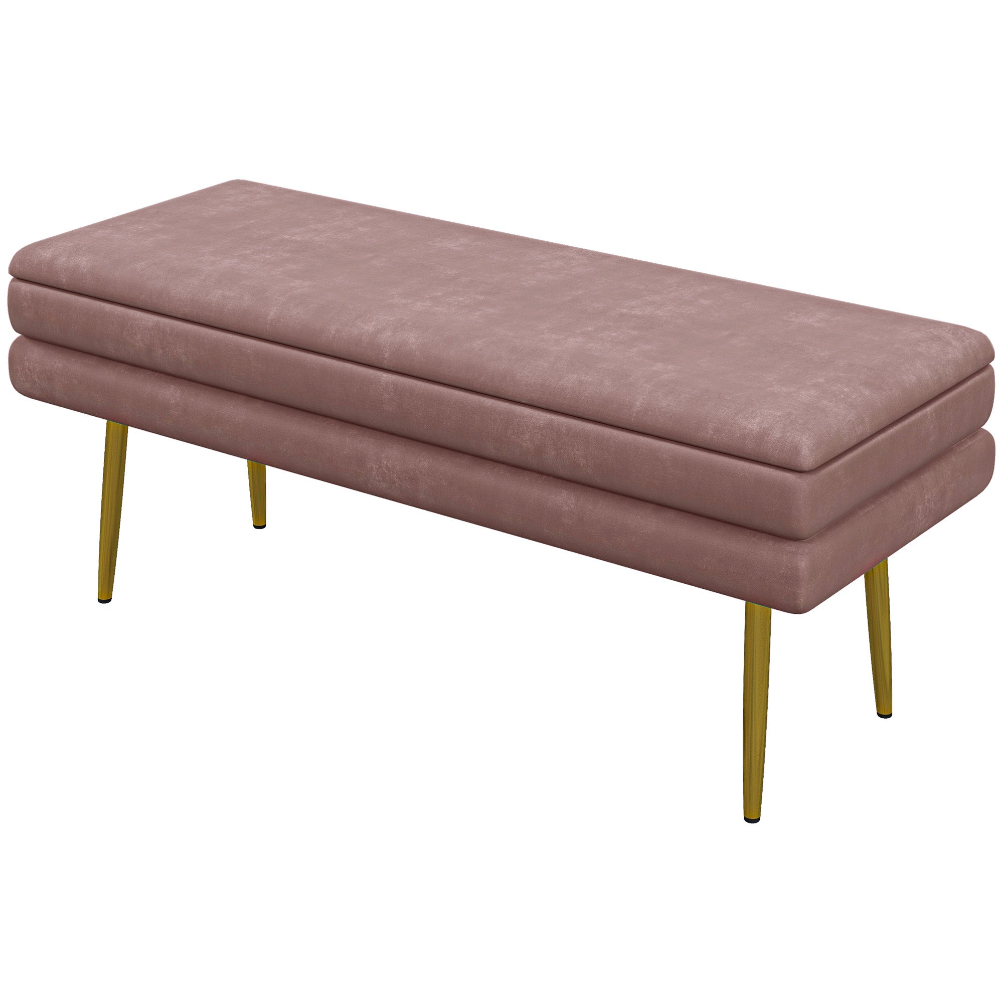 HOMCOM Sitzbank Polsterbank, mit Stauraum, Stahl, 100 x 37,5 x 42 cm, Rosa