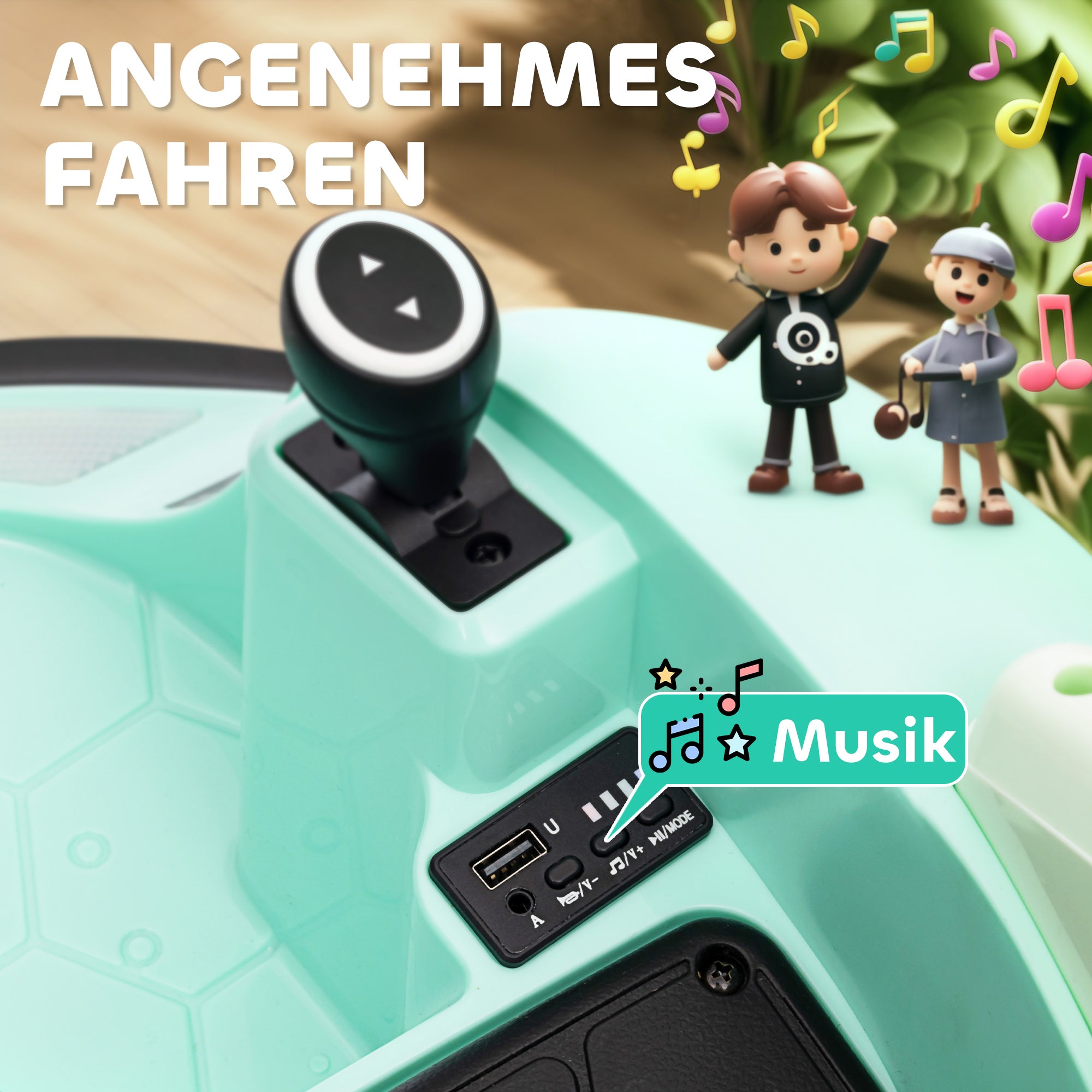 AIYAPLAY Autoscooter, 360° Rotation, 2 km/h Geschwindigkeit, Sicherheitsgurt, LED-Lichter, Musik und Hupe, Grün