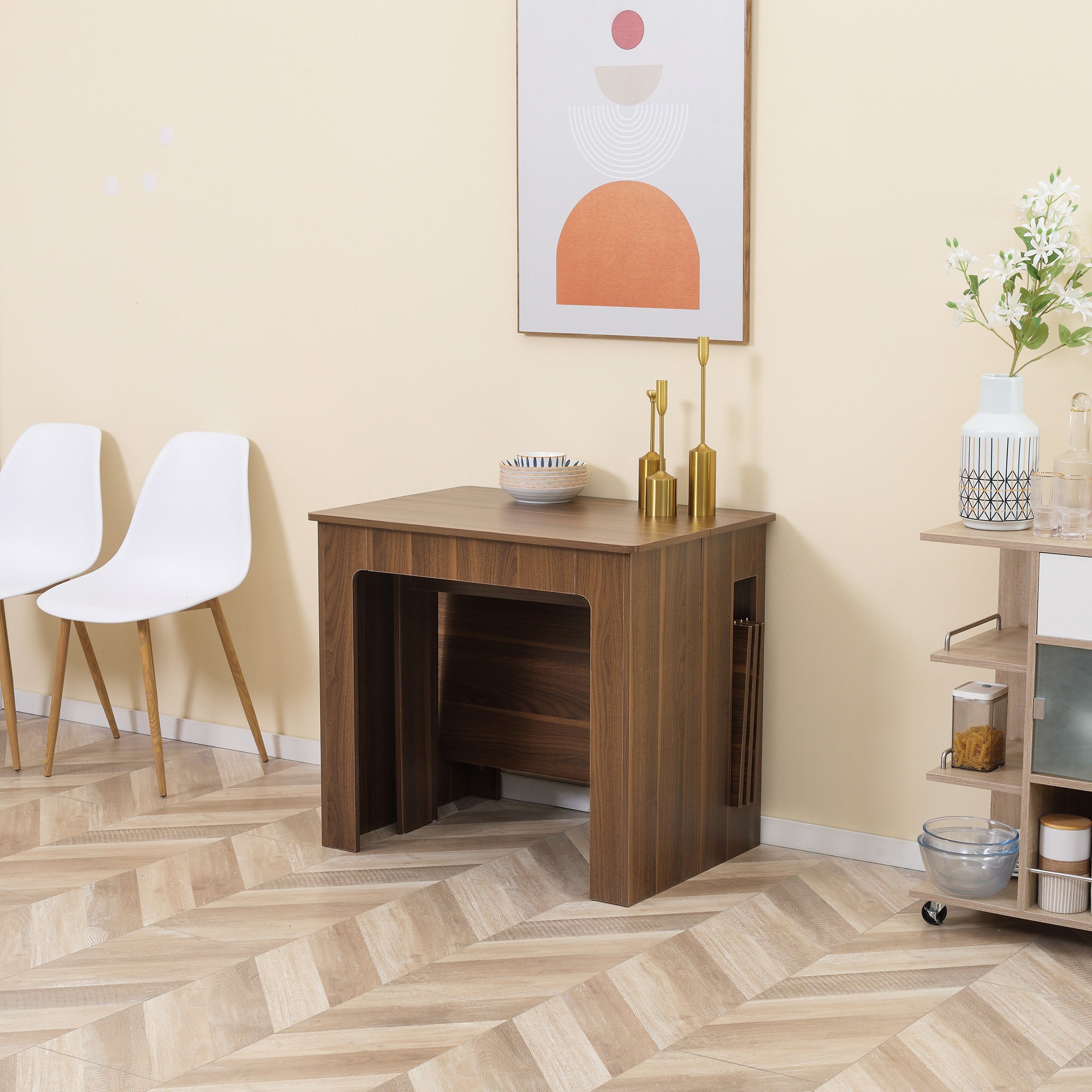 HOMCOM Ausklappbarer Esstisch Ausziehbarer Esstisch Esstisch, mobil, modernes Design, 180cm x 85cm x 75cm, Braun