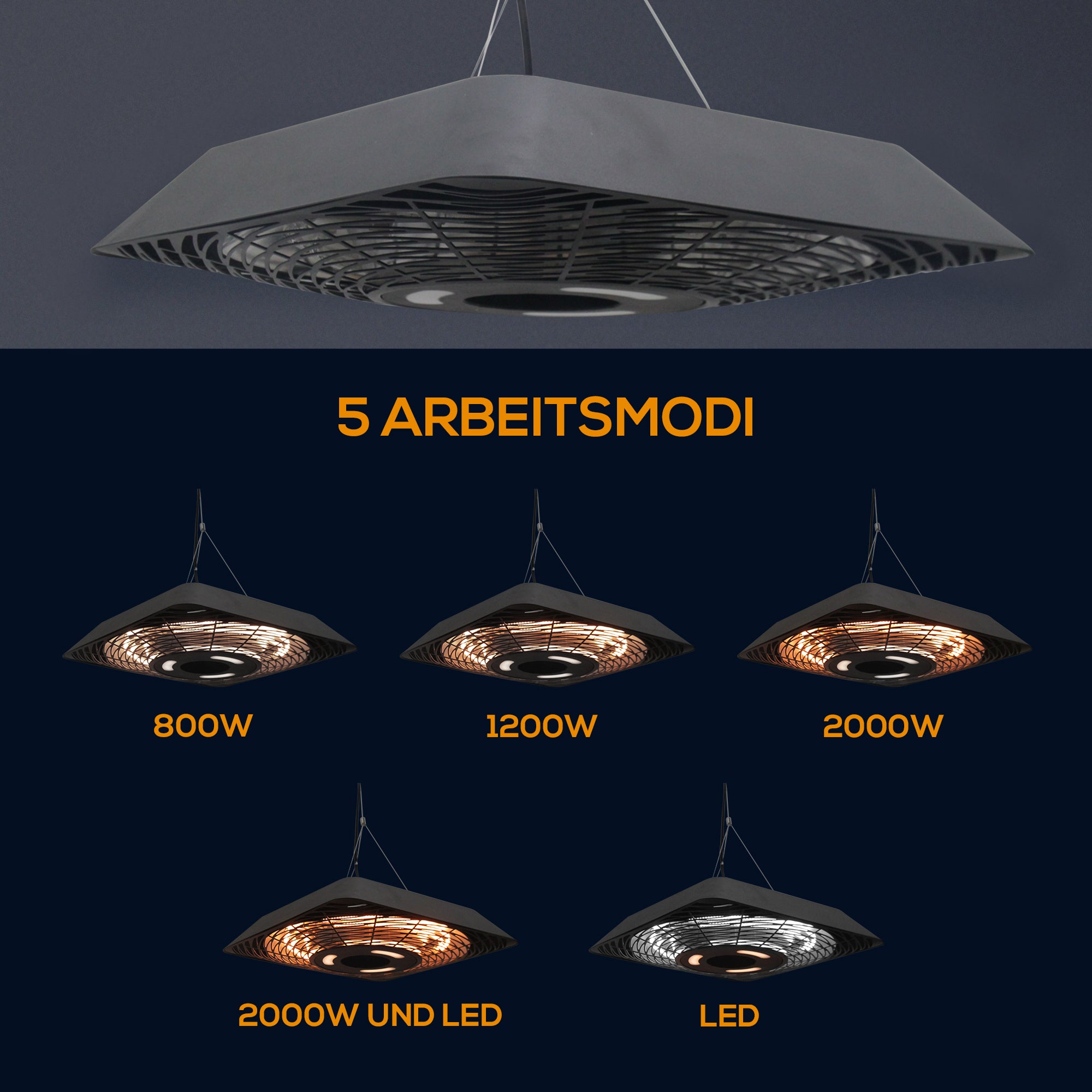 Outsunny Infrarotstrahler 2000 Watt Heizstrahler mit Fernbedienung 3 Heizstufen Schutzhülle LED-Anzeige IP45 Wärmestrahler Terrassenstrahler Standheizer Infrarotheizung Schwarz