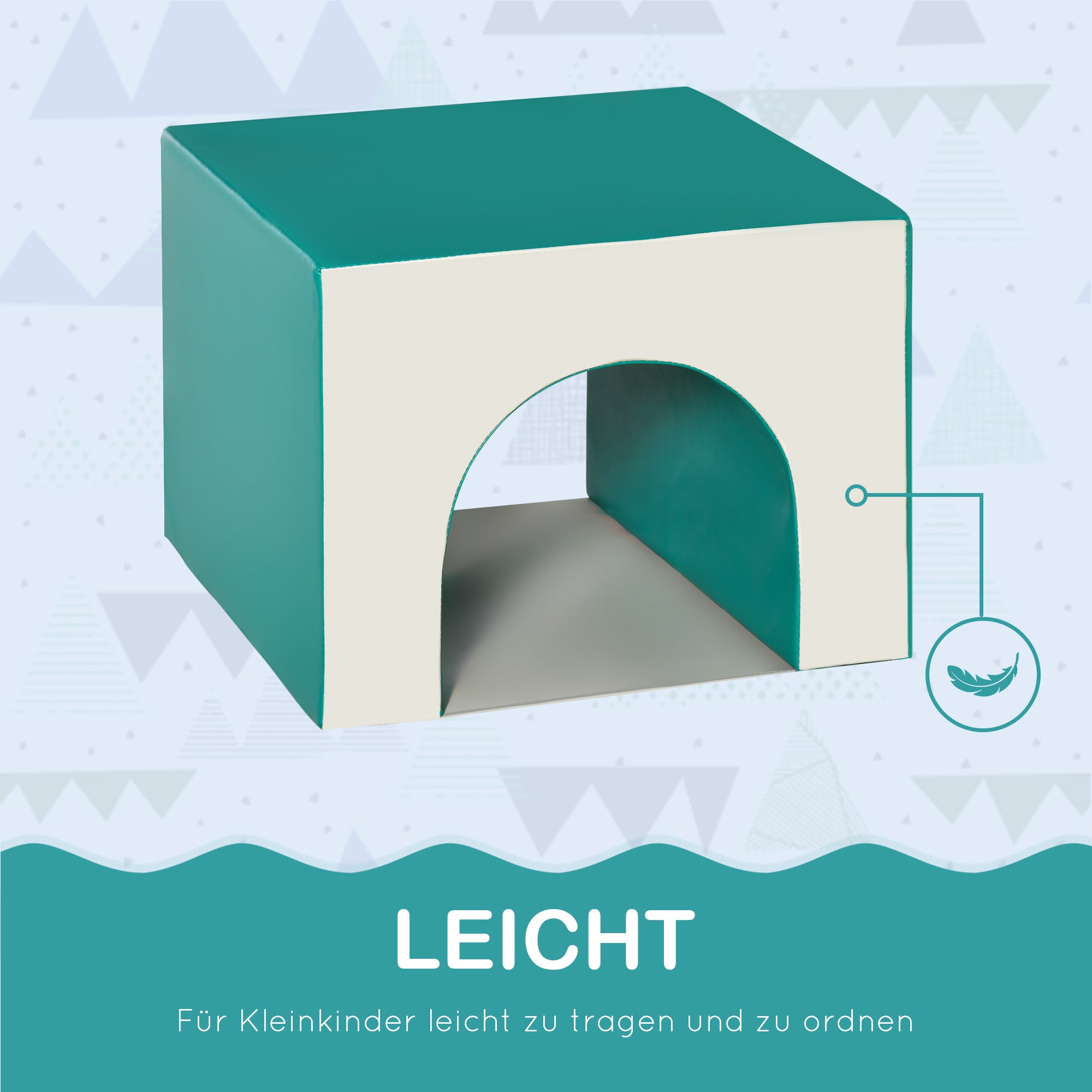 HOMCOM Bausteinset 4er-Set Schaumstoff Bausteine einfache Reinigung weiche Füllung Schaumstoffblöcke für 1-3 Jahre Kinder EPE Hellgrau+Blau+Grün 150 x 50 x 39 cm