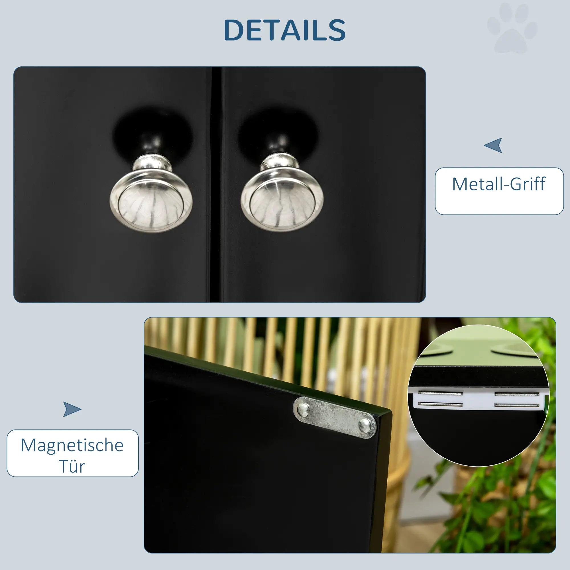 PawHut Erhöhte Futterstation mit 2 Edelstahlschüsseln und 44 L Stauraum, Magnettüren, für große Hunde, Schwarz