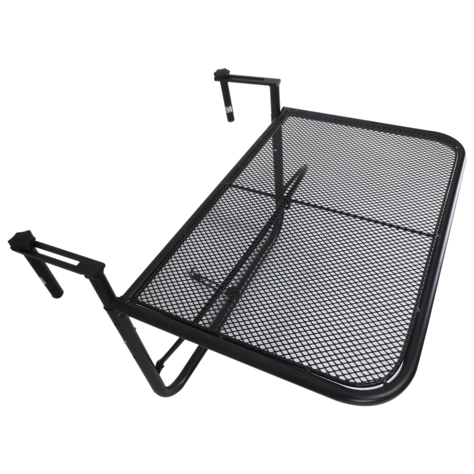 Outsunny Balkonhängetisch Gartentisch höhenverstellbar viereckig Terrasse Metall Schwarz L60 x B56,5 x H45 cm