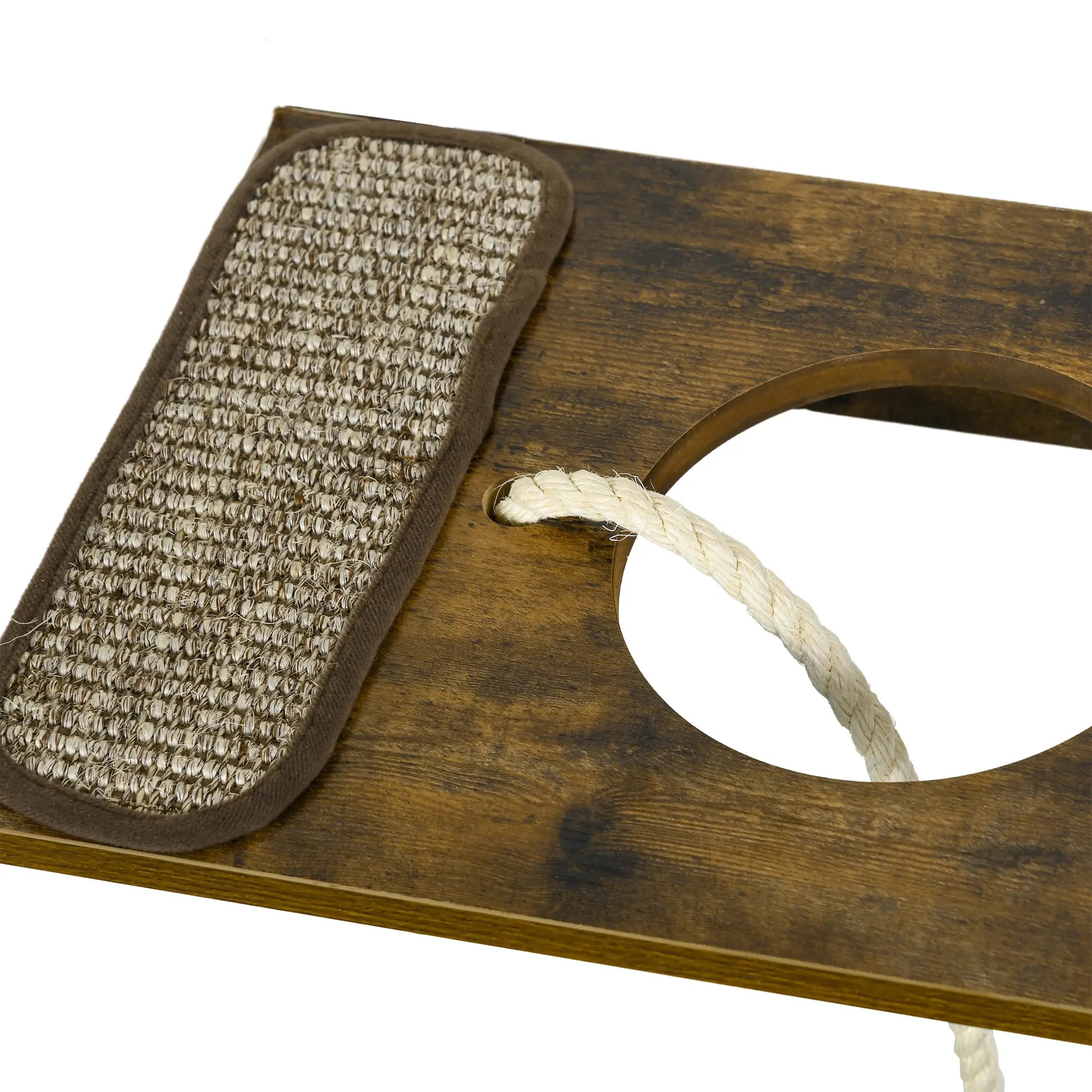 PawHut Katzentreppen-Set, Kletterwand, 8-teilig, bis 8 kg, robust, Braun/Cremeweiß