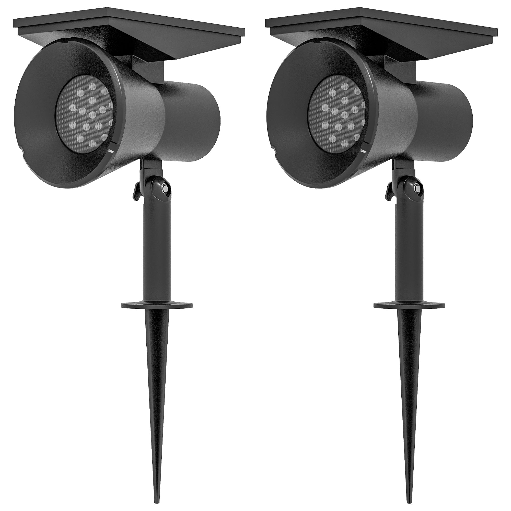 Outsunny Solarleuchten, 2 Stück Solarlampen, Solar Gartenleuchte mit 2 Lichtfarben, Boden-/Wandmontage, IP54 Wasserdicht für Balkon, Terrasse, Schwarz