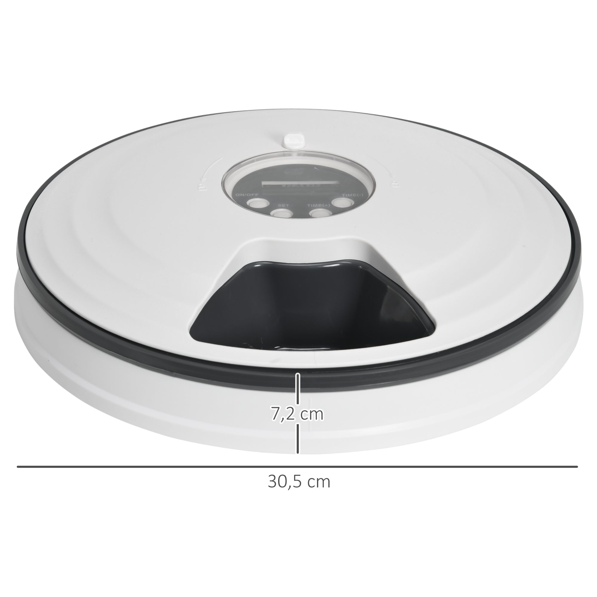 PawHut Futterautomat Katze Nassfutter Katzenfutter mit LED-Display, Programmierbarem Timer, 6 Futter-Fächer für je 70 g Trockenfutter 4 Mahlzeiten Automatischer Futterspender für Hunde Katzen