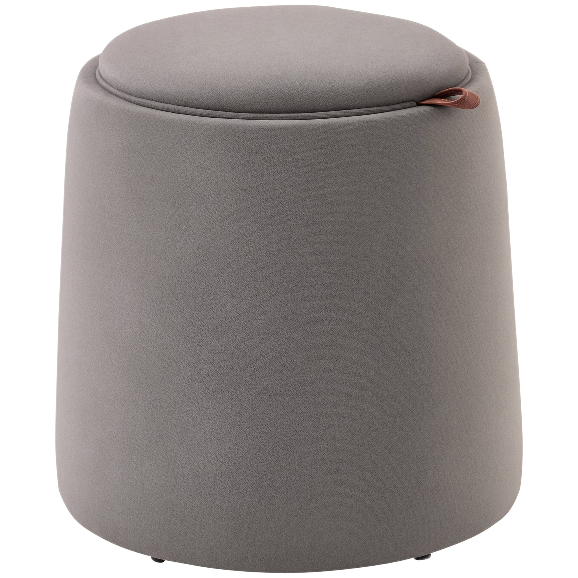 HOMCOM 2-in-1 Hocker in Samtoptik inklusive Stauraum und abnehmbaren Deckel Φ44 cm x 47,5 cm Grau