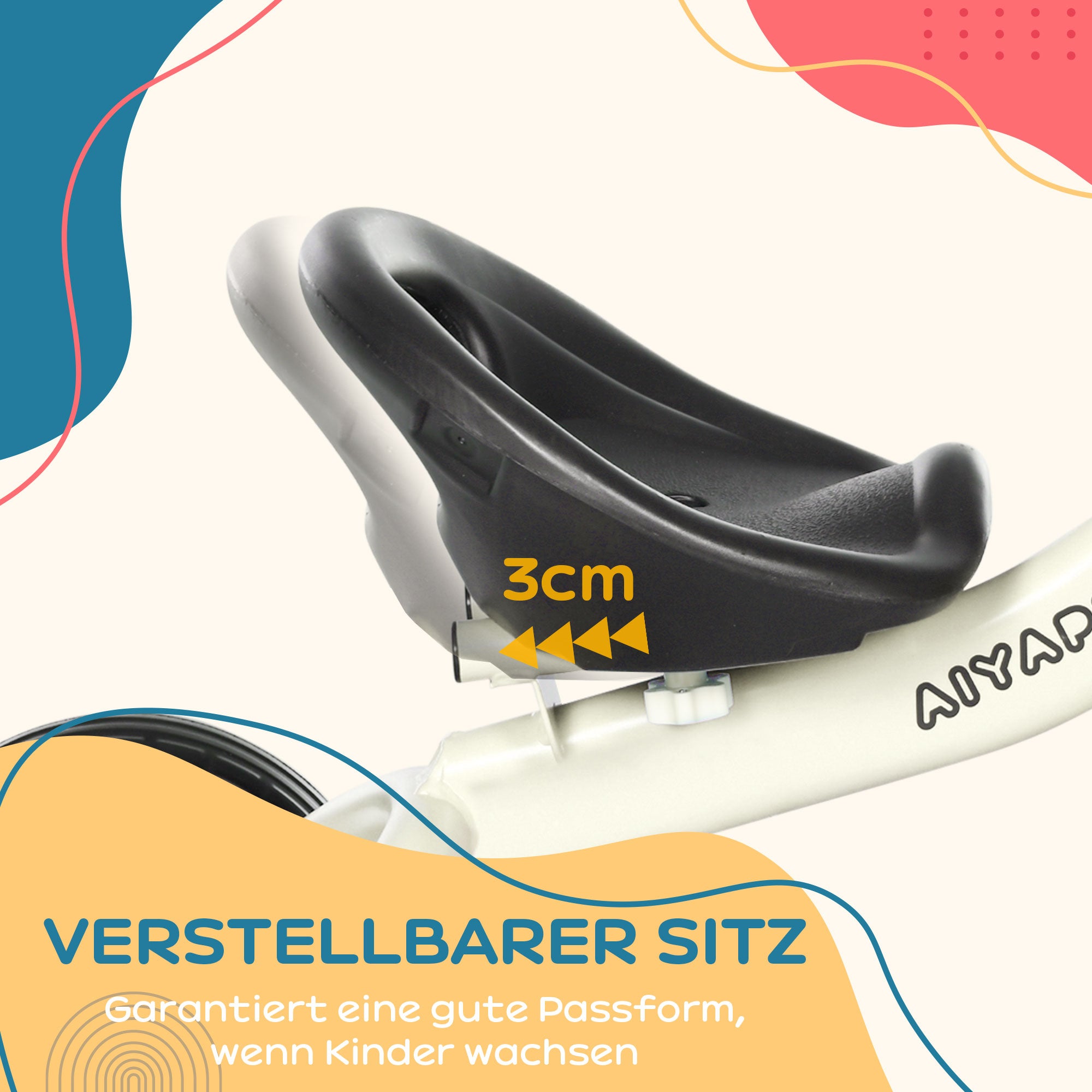 AIYAPLAY Dreirad für Kinder 2-5 Jahre, höhenverstellbarer Sitz, Klingel, Fahrradkorb, Metallrahmen, Weiß