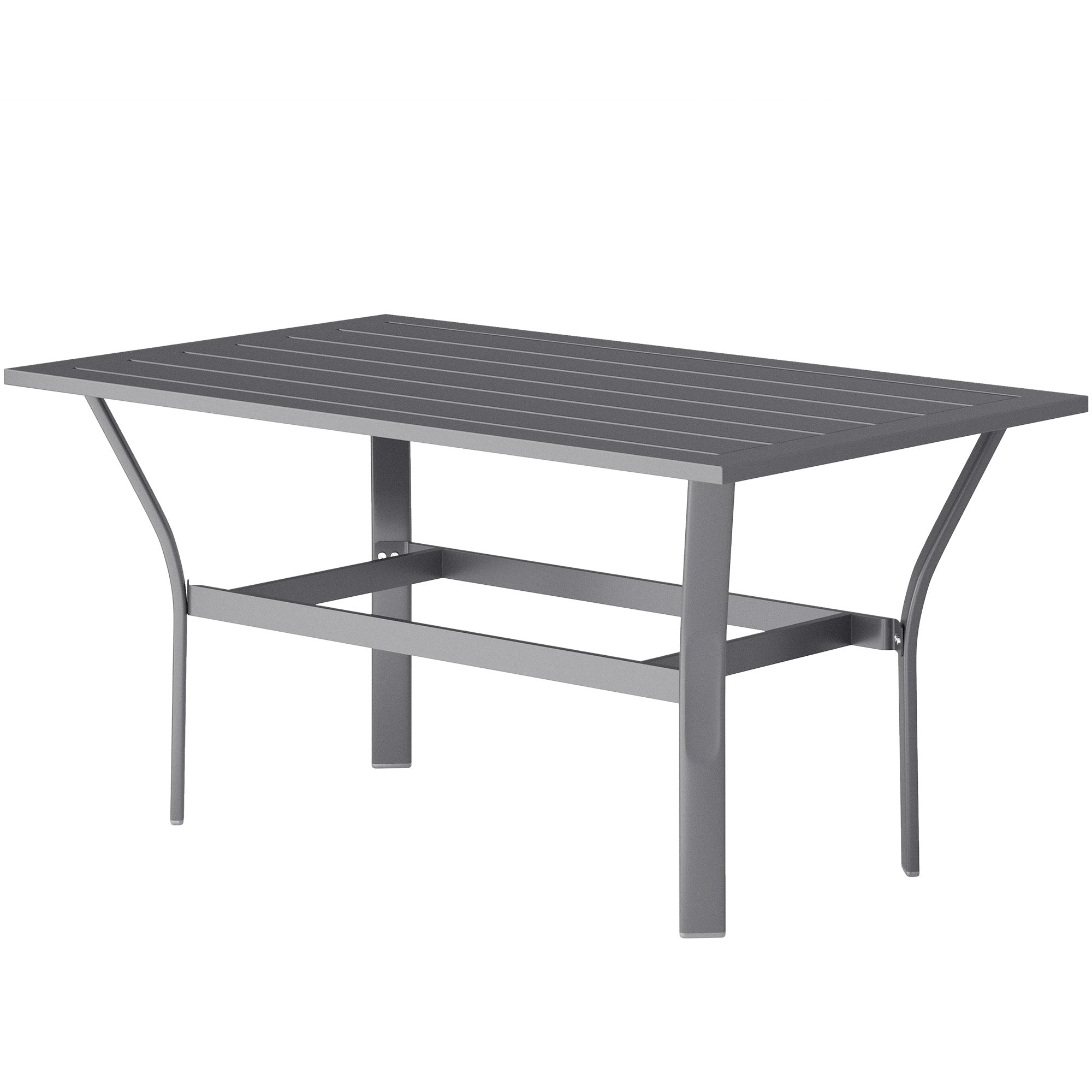 Outsunny Beistelltisch Metall Balkontisch mit Lamellendesign wetterfest Kaffeetisch Gartentisch 91,5 x 55 x 45 cm Dunkelgrau