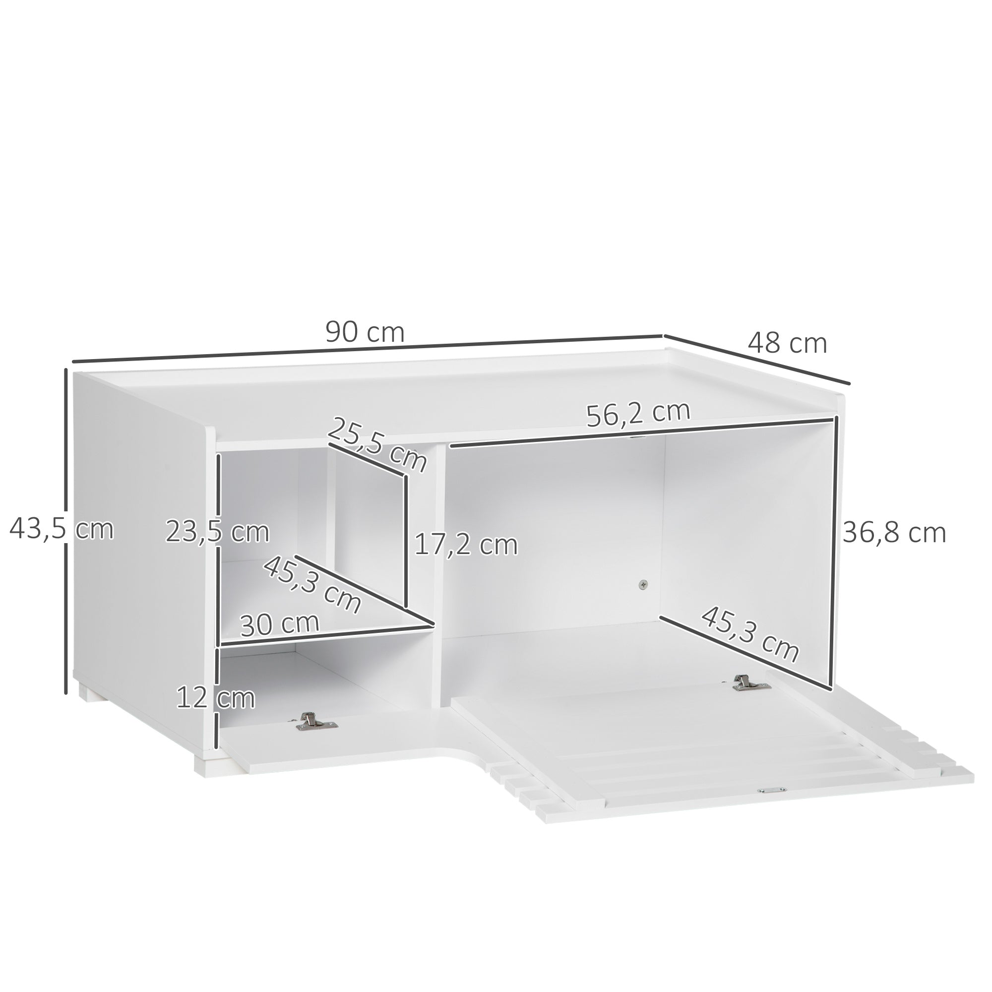 PawHut Katzenschrank mit 2 Regalen 2-in-1 Design Magnettür Weiß