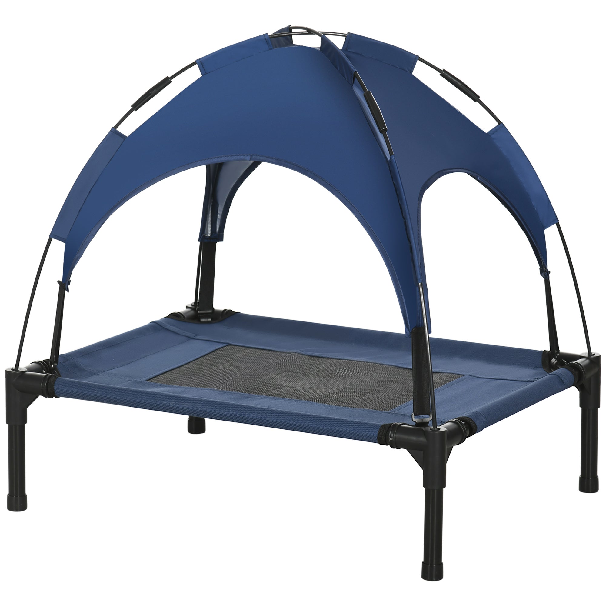 PawHut erhöhtes Hundebett 61x46x62 cm mit UV-Schutz-Baldachin