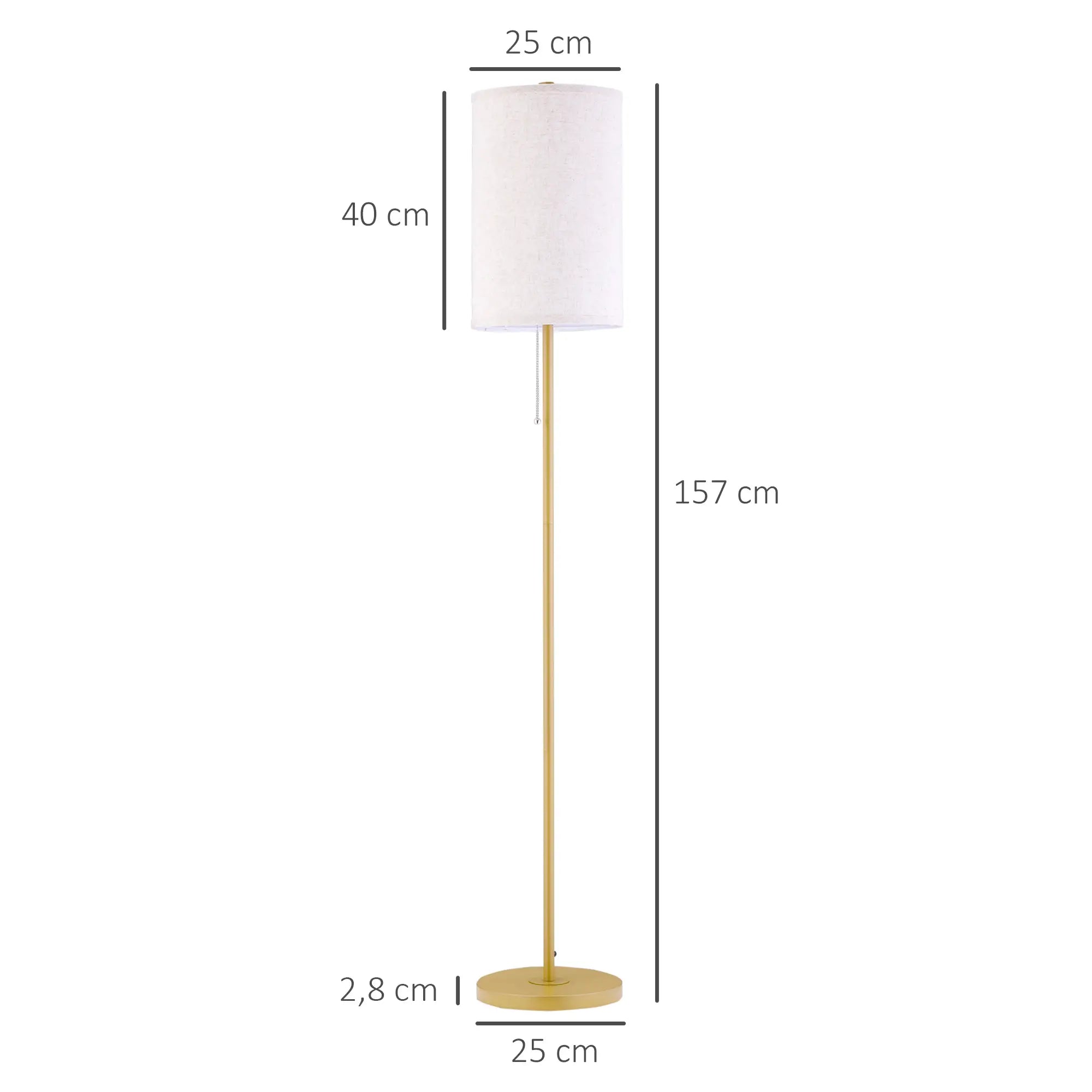 HOMCOM Stehlampe Standleuchte elegantes Design weiches Licht Leinen Cremeweiß