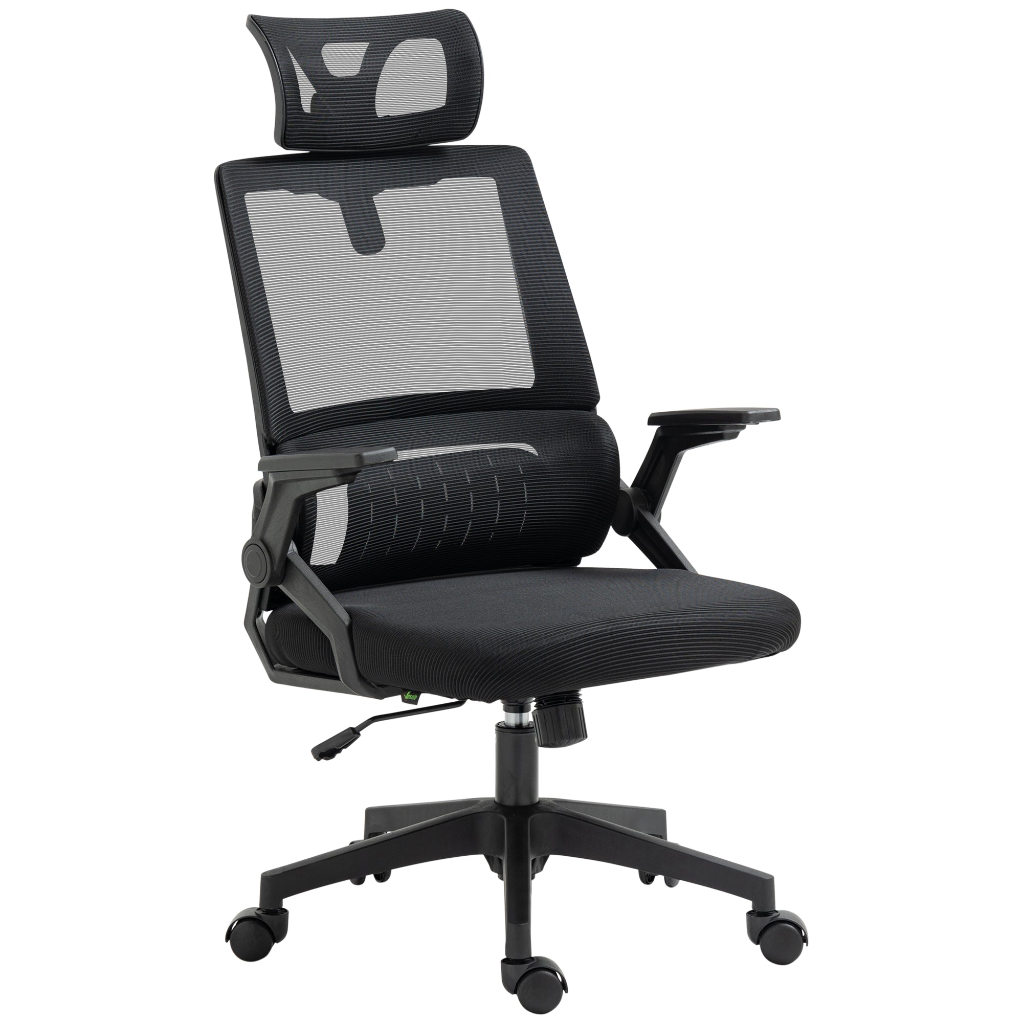Vinsetto Bürostuhl Schreibtischstuhl Office-Stuhl, höhenverstellbar, 1 Kopfstütze, 60 x 61 x 121,5 cm. Schwarz