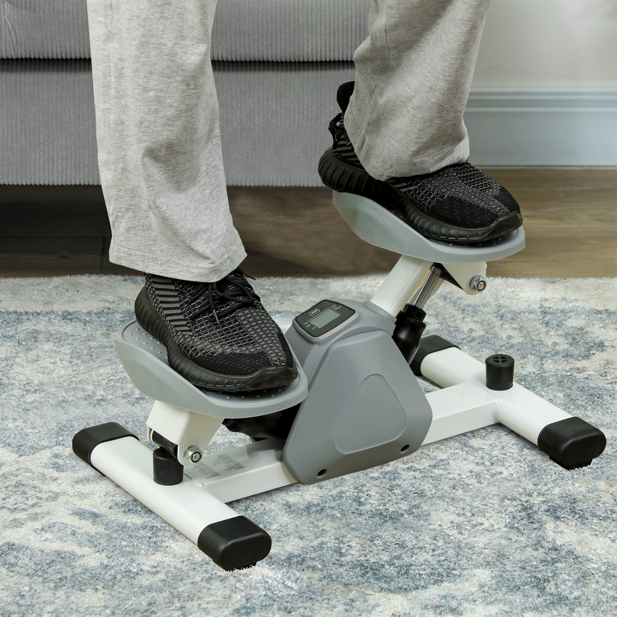 SPORTNOW Mini-Stepper, Step-Maschine für Workouts und Fitness-Übungen, mit LCD-Monitor und rutschfesten Pedalen, Grau