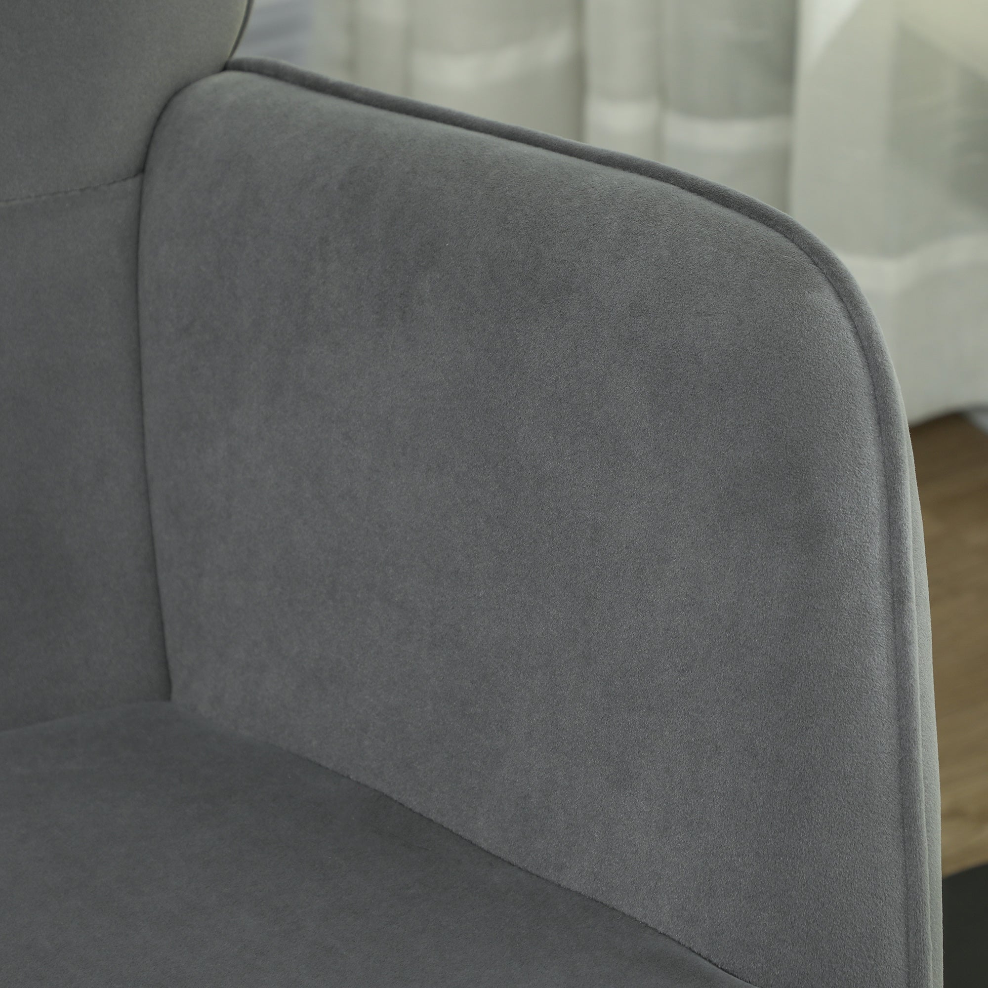 HOMCOM Vintage Schaukelstuhl, geschwungene Kufen, dicke Polsterung, Buchenholz & Stahl, Dunkelgrau