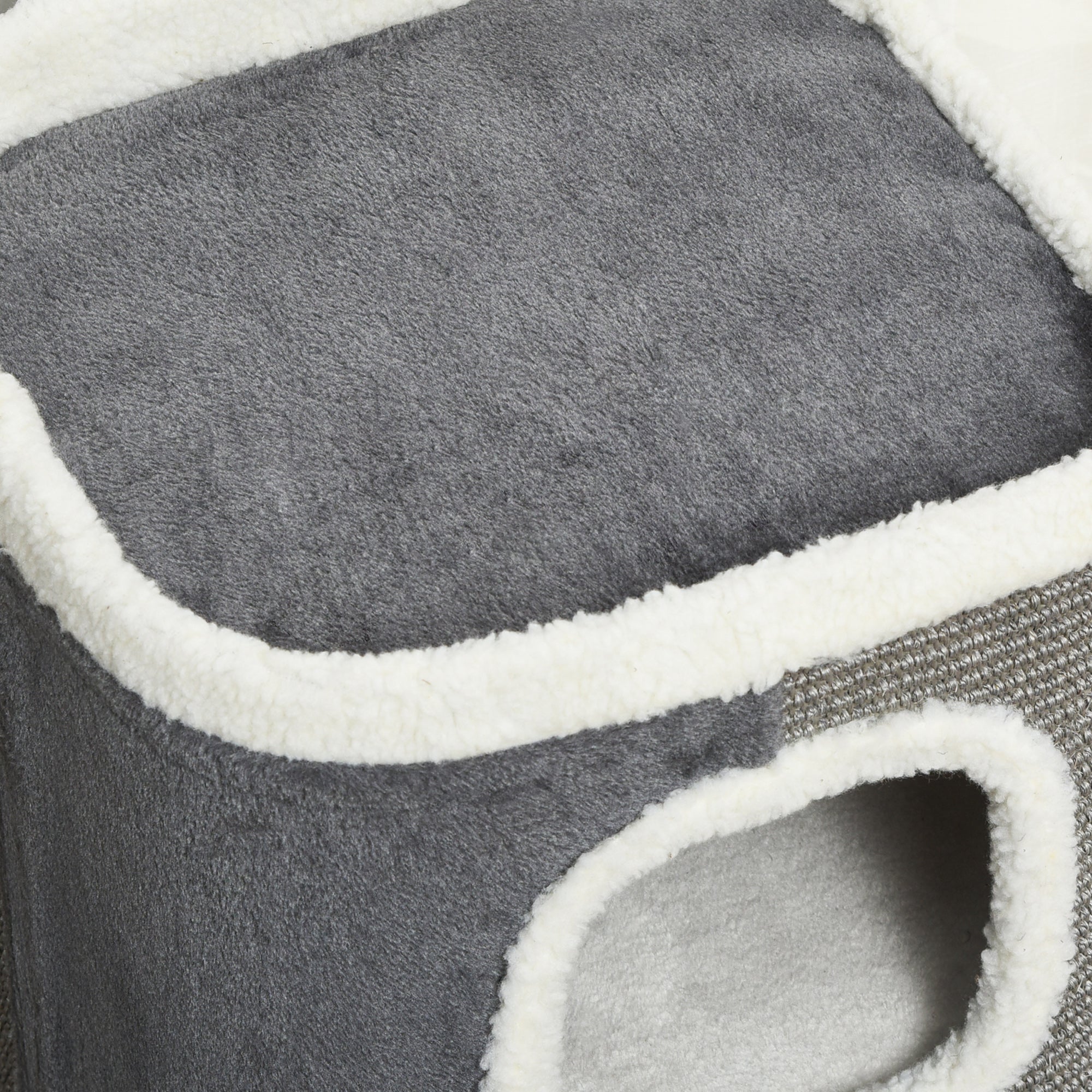 PawHut Kratztonne für Katzen Katzenkratzbaum 3 Ebenen Katzenbaum Kletterbaum für Katzen Katzenmöbel Spanplatte samtartiges Polyester Sisal Grau+Weiß 40 x 40 x 74 cm