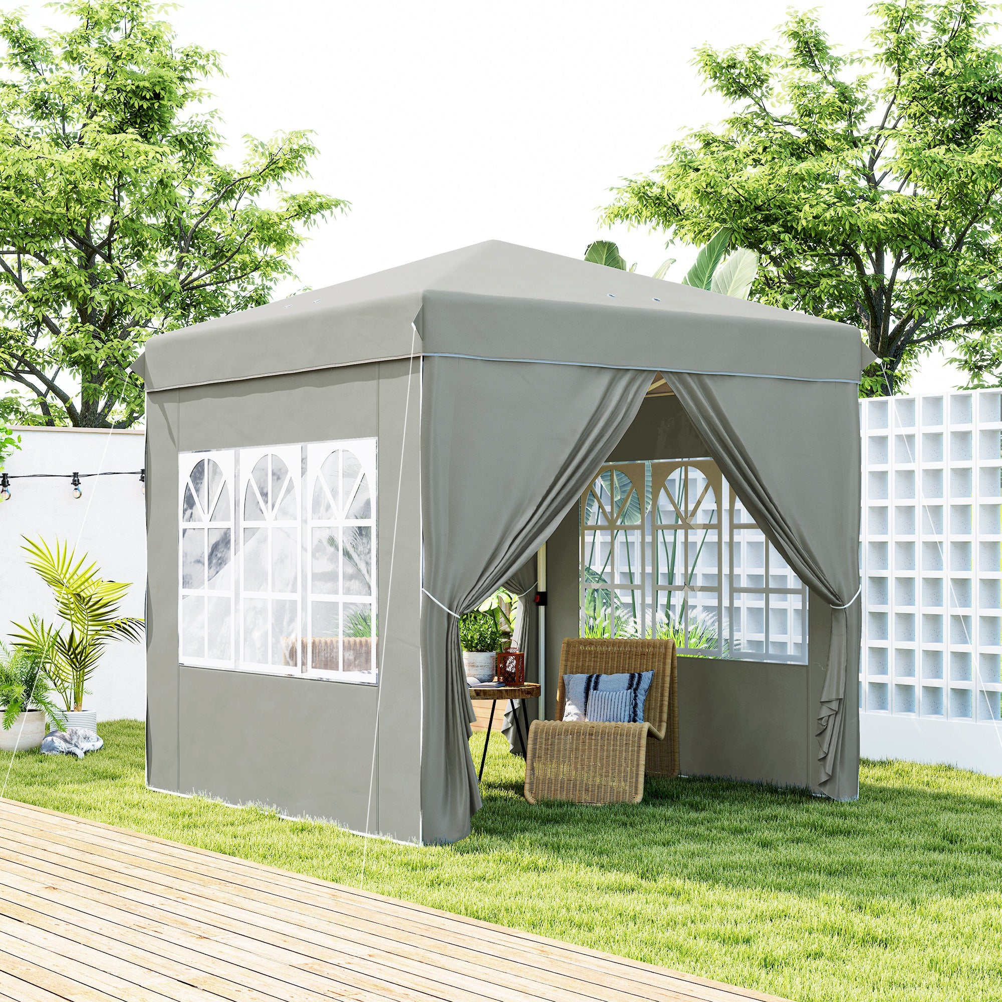 Outsunny Faltpavillon 2,5×2,5?m mit UV-Schutz & Seitenteilen