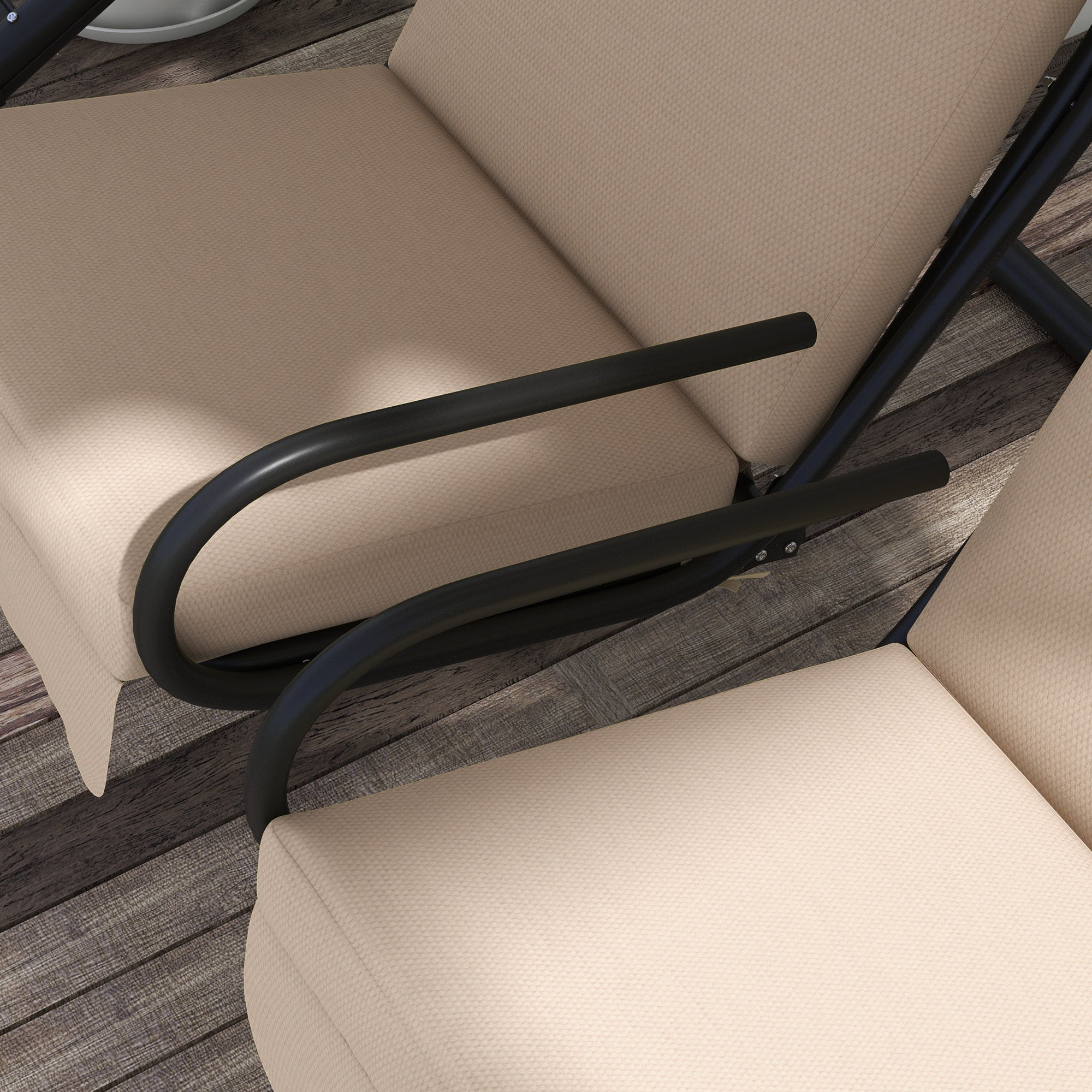 Outsunny Hollywoodschaukel Gartenschaukel, wetterbeständig,2 getrennte Size, 2 Getränkehalter, 170 cm x 136 cm x 170 cm, Beige