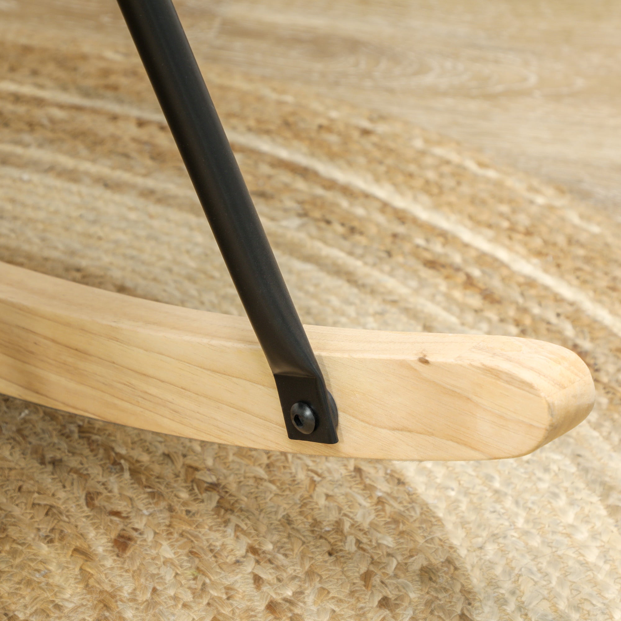 HOMCOM Schaukelstuhl in Vliesoptik mit Armlehnen, Ergonomischer Sessel mit Holzkufen, für Wohnzimmer, Schlafzimmer, Weiß