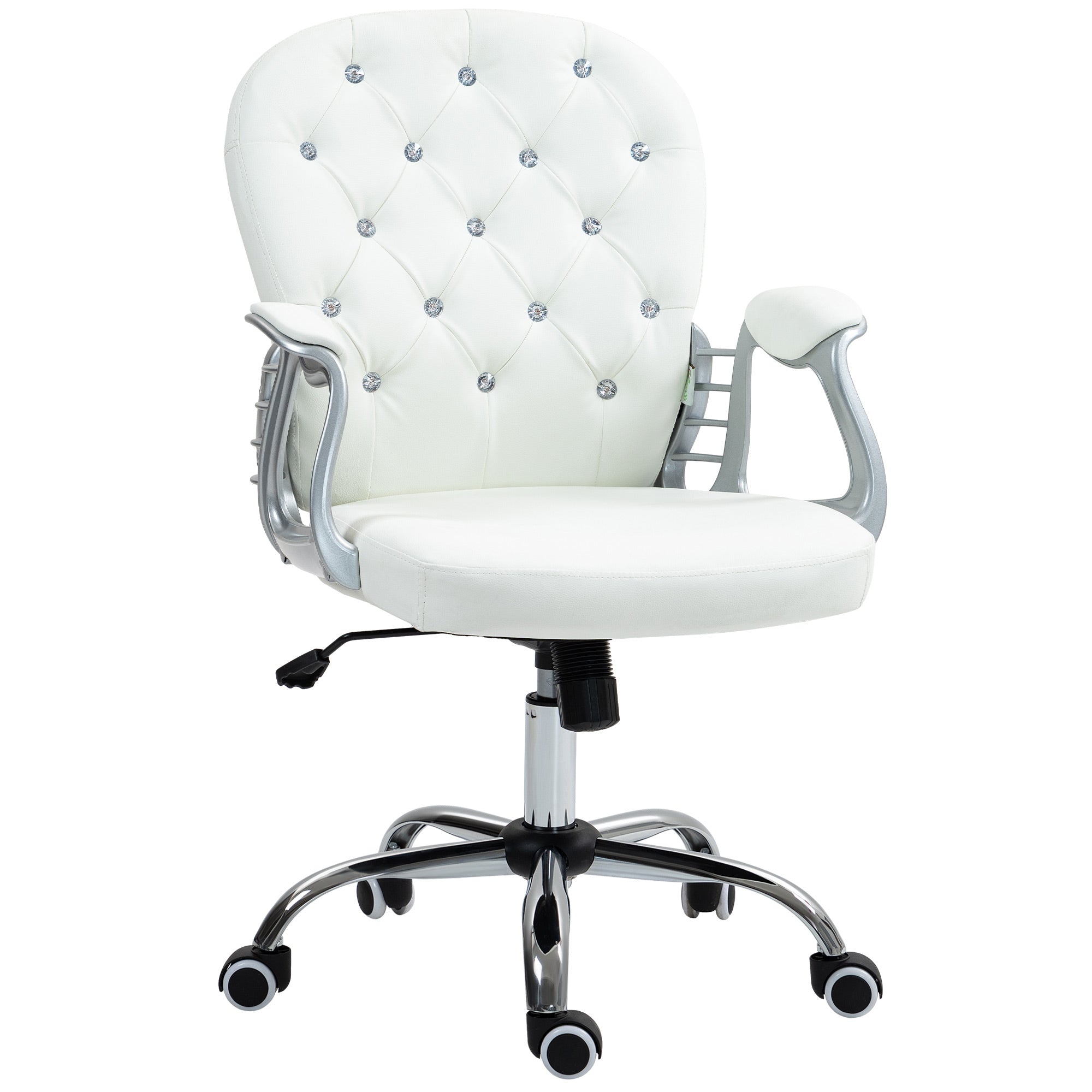 Vinsetto Bürostuhl, Ergonomisch Schreibtischstuhl mit Armlehne, Gepolsterter Rückenlehne Weiß