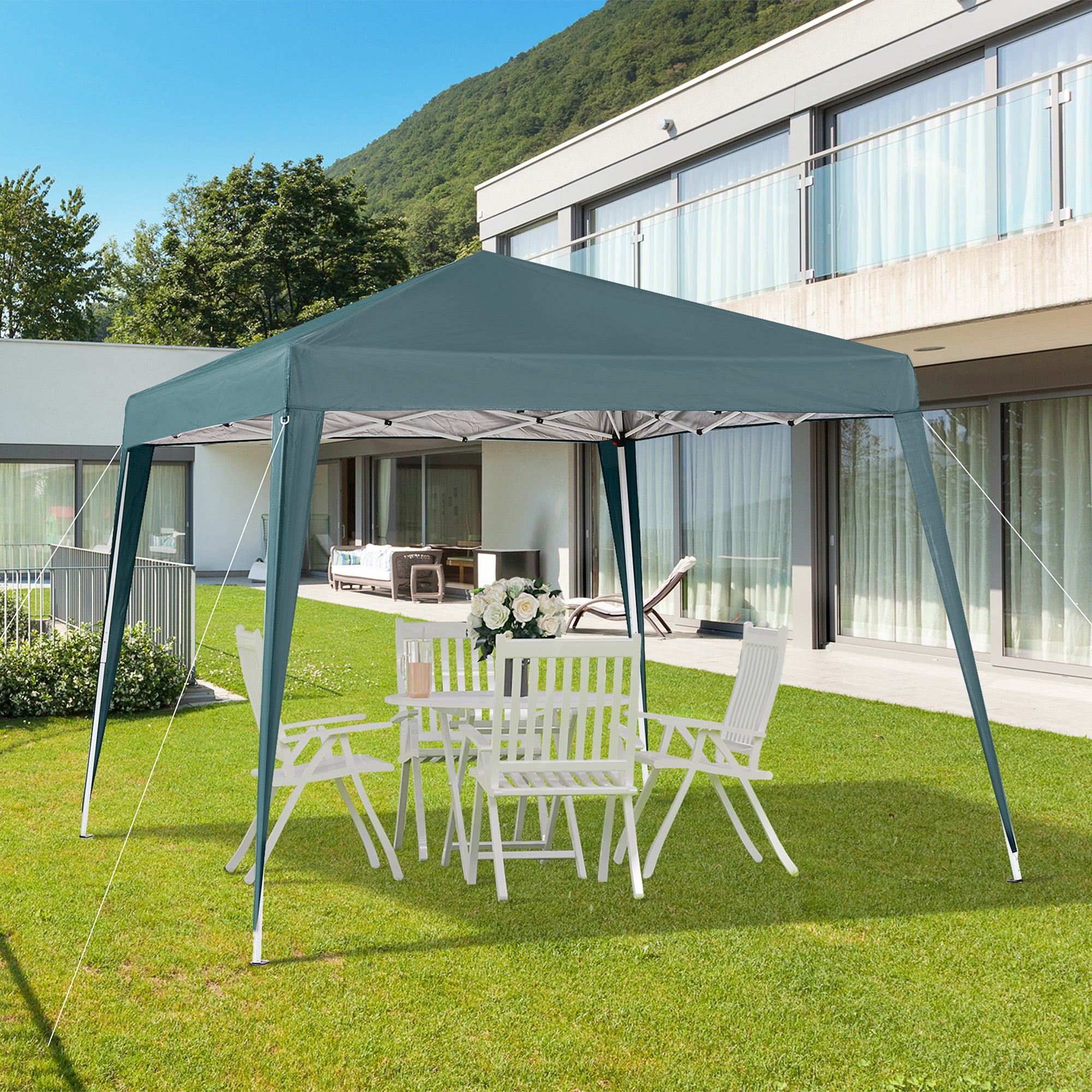 Outsunny Faltpavillon 2,4x2,4m Partyzelt mit UV-Schutz