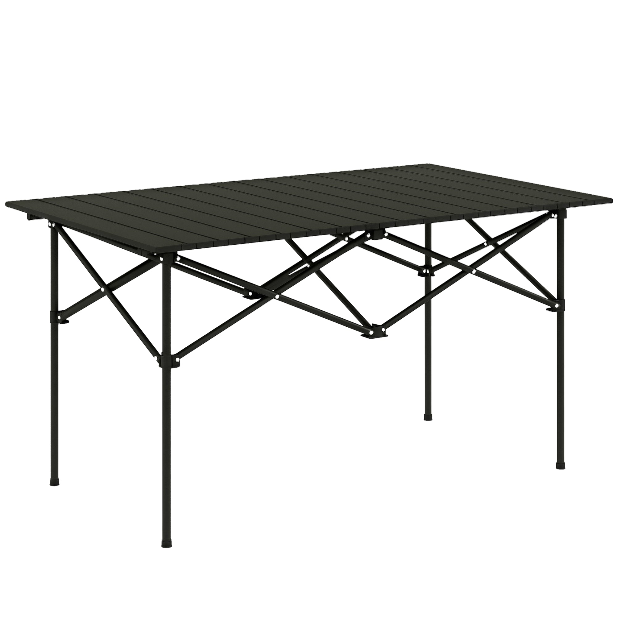 Outsunny Campingtisch Klapptisch mit Aufrollbare Tischplatte Gartentisch aus Aluminium 2 Personen 95 x 55cm Schwarz