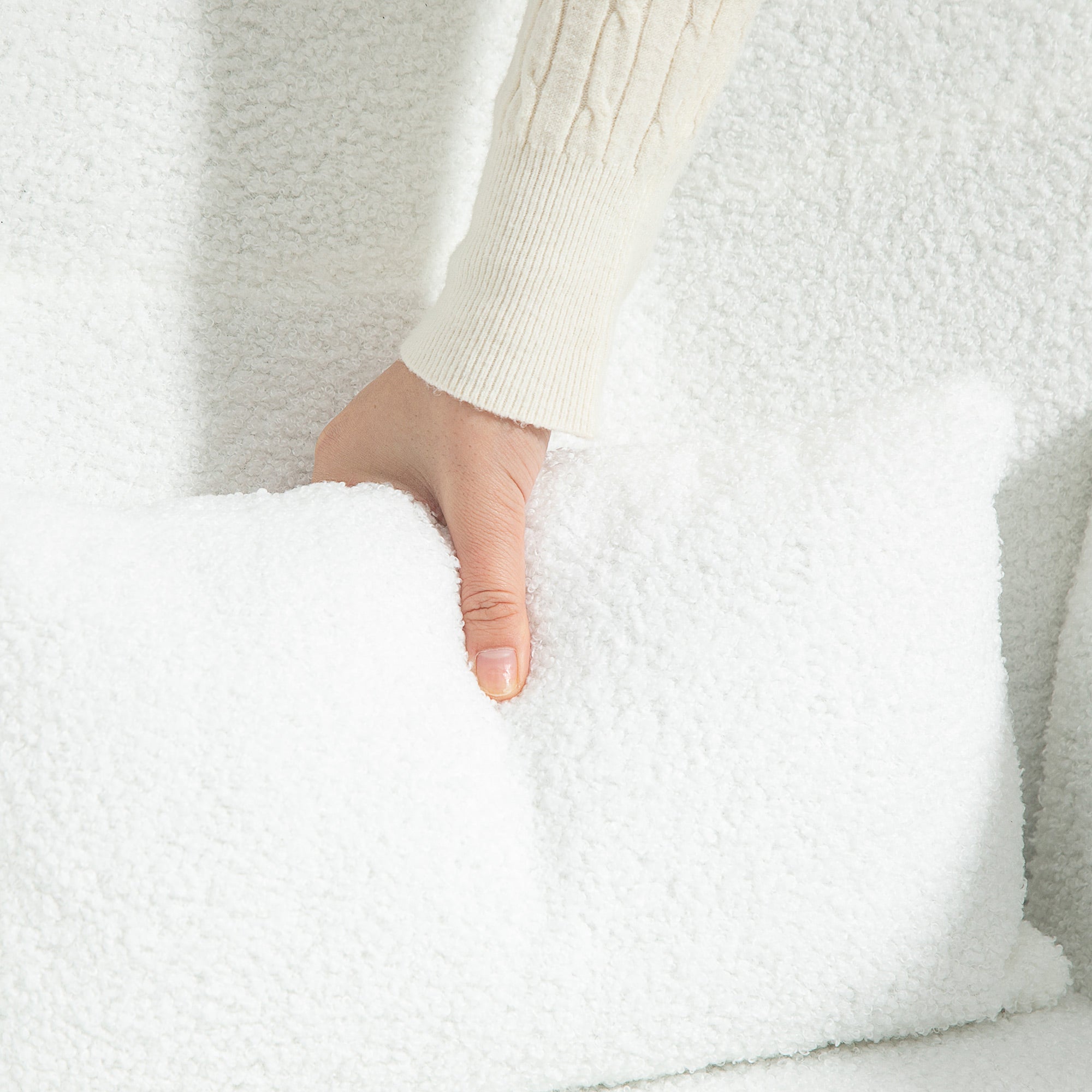 HOMCOM Schaukelstuhl, flauschiger Bezug, Lendenkissen, rutschfest, bis 120 kg, Weiß