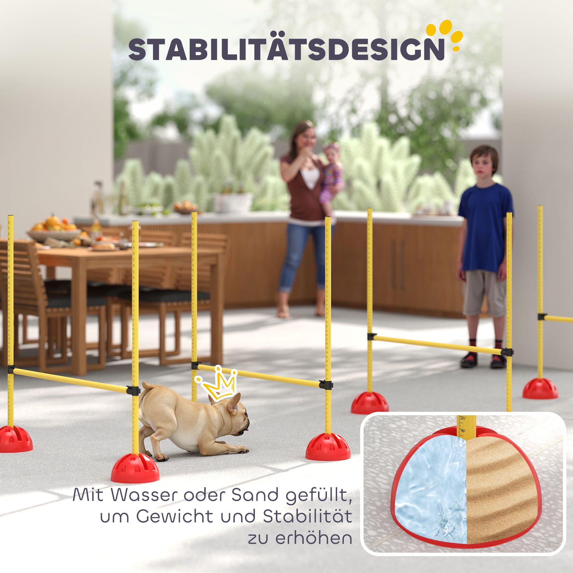 PawHut 4-teiliges Hunde-Agility-Set mit 4 Hürden und Tragetasche für das Sprungtraining, Gelb