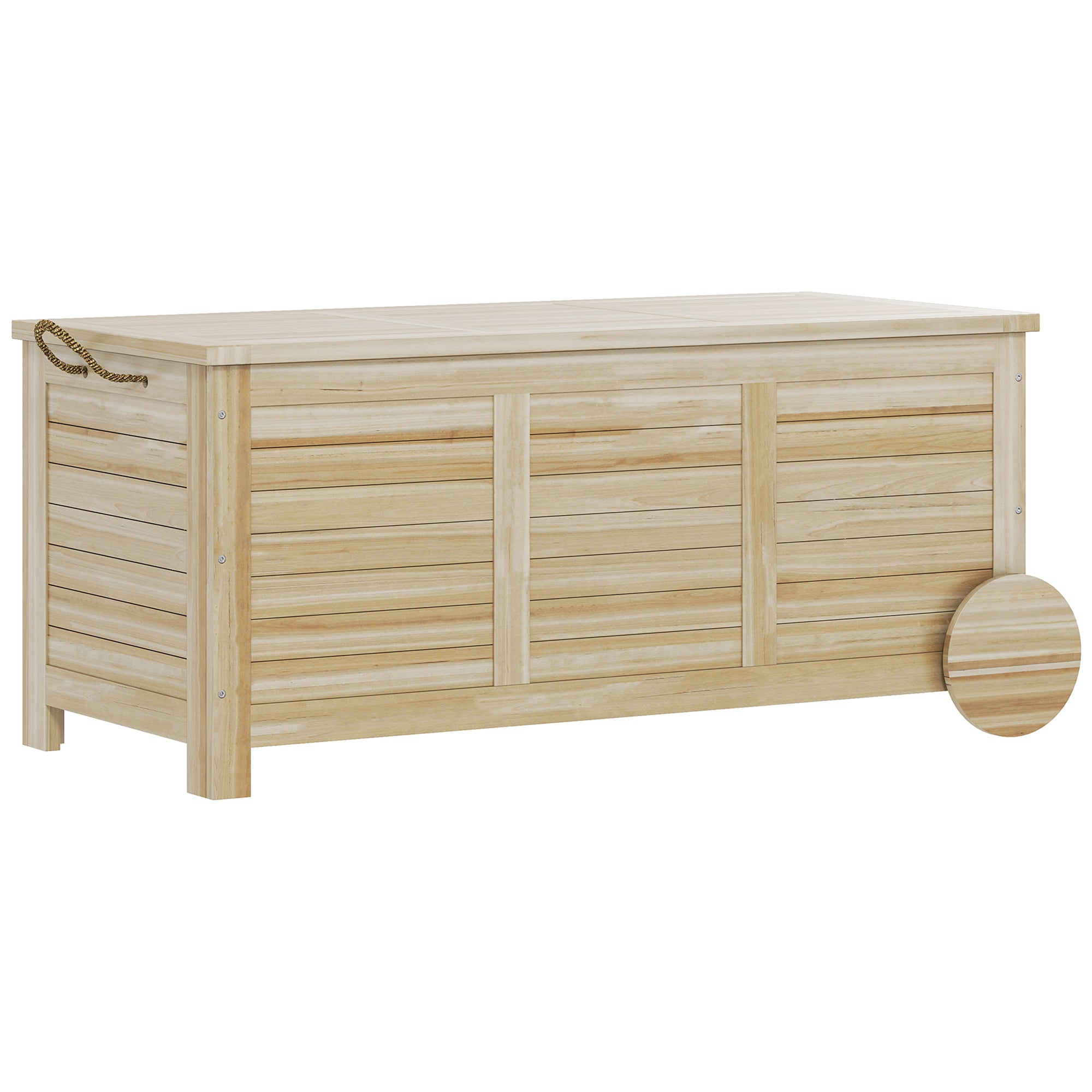 Outsunny 185 L Außenlagerbox, Lagerkiste mit Rädern, wetterbeständig, Tannenholz, 110 x 50 x 50 cm, Hellbraun