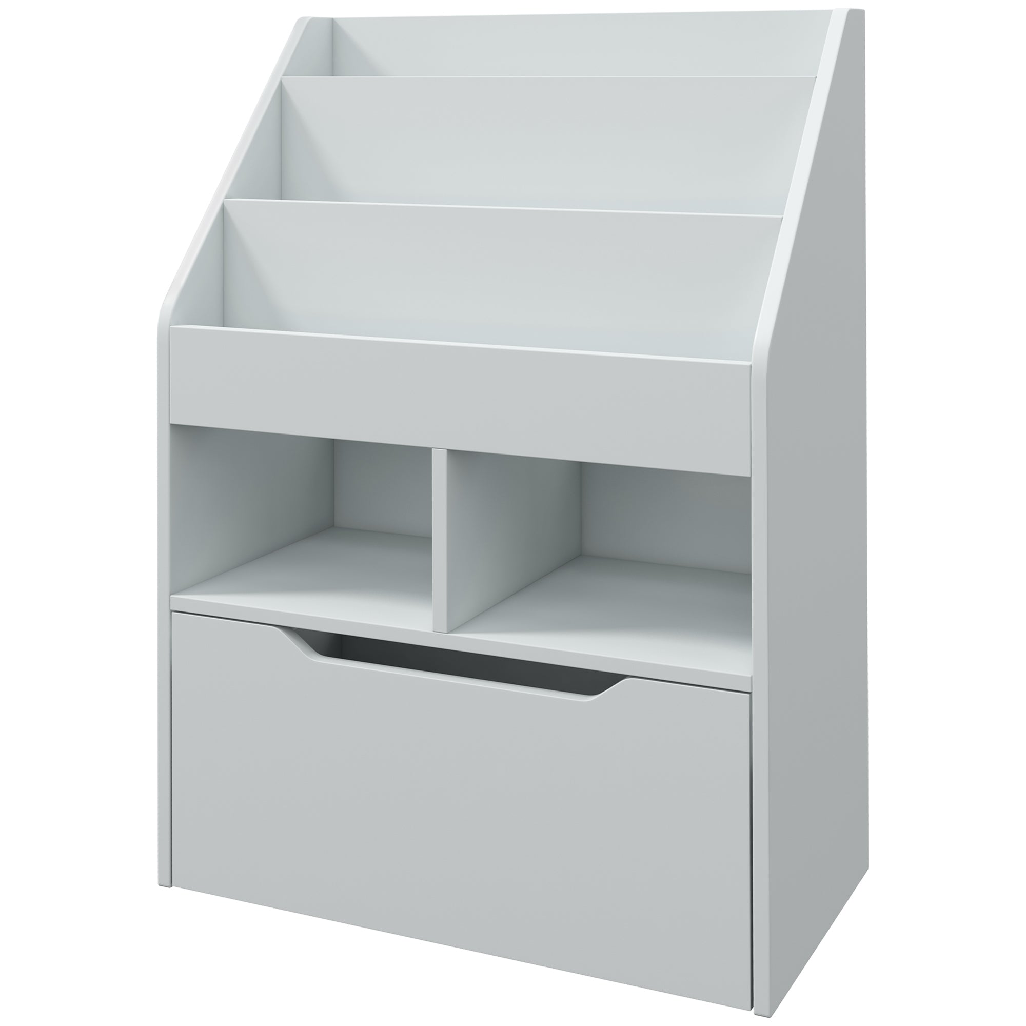 HOMCOM Kinderregal mit Schublade, Bücherregal mit Fächern, 60 x 29,9 x 90 cm, Grau