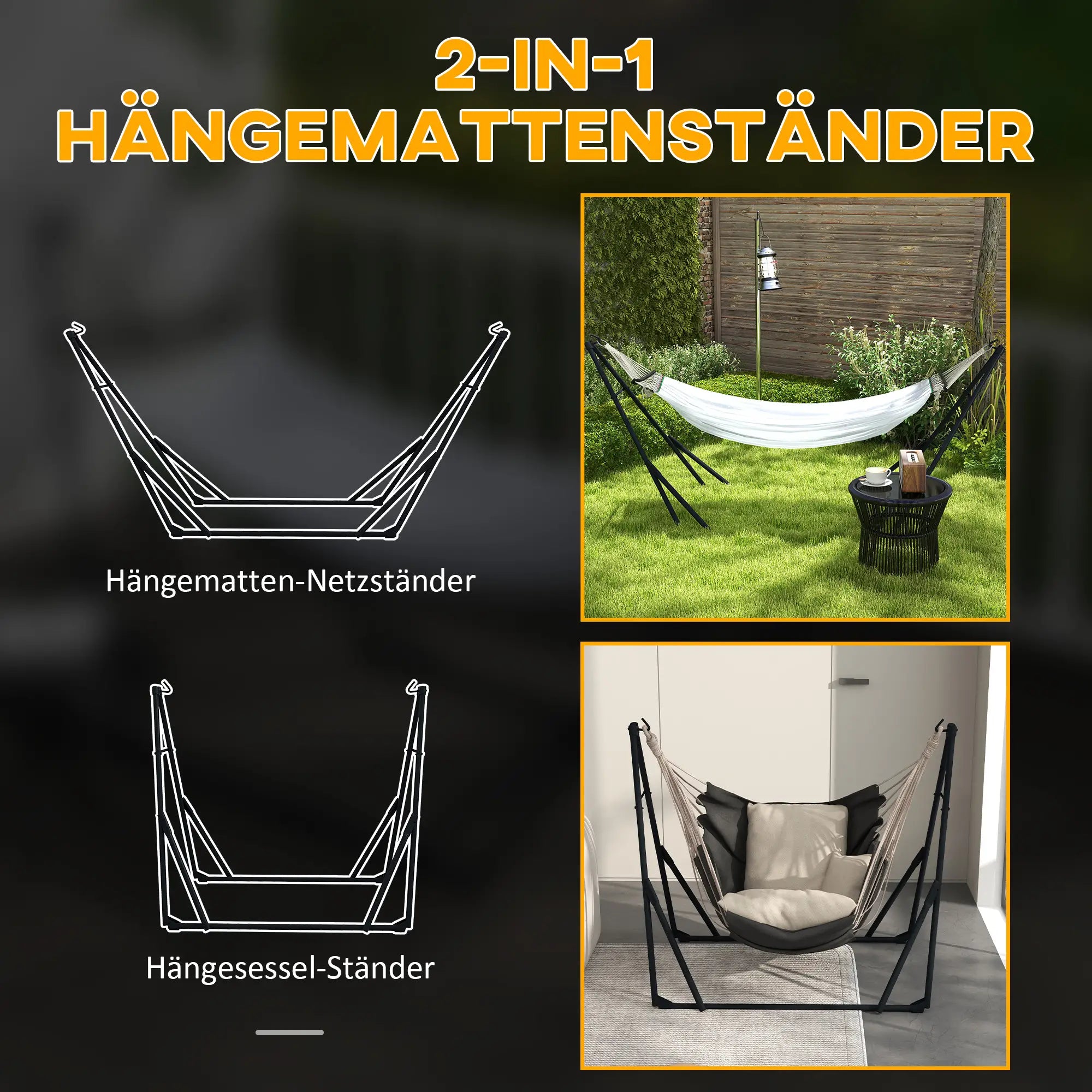 Hängemattengestell mit Hängematte & Tasche, bis 120?kg
