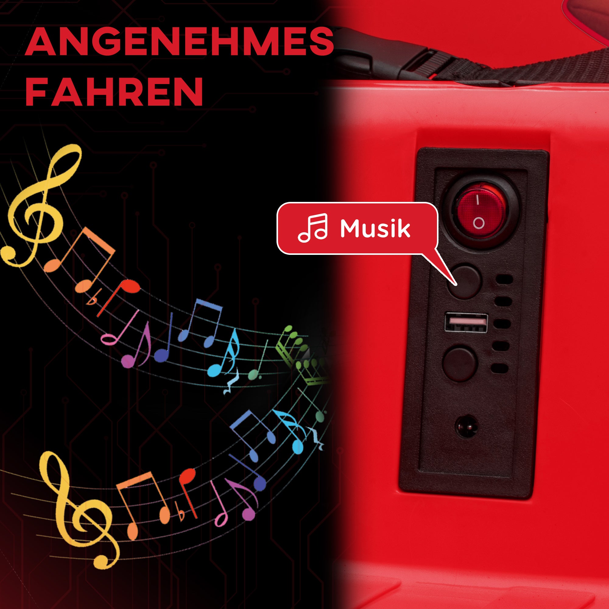 AIYAPLAY Kinder-Autoscooter, 360°-Drehung, für 3-5 Jahre, mit Fernbedienung, Musik, Rot