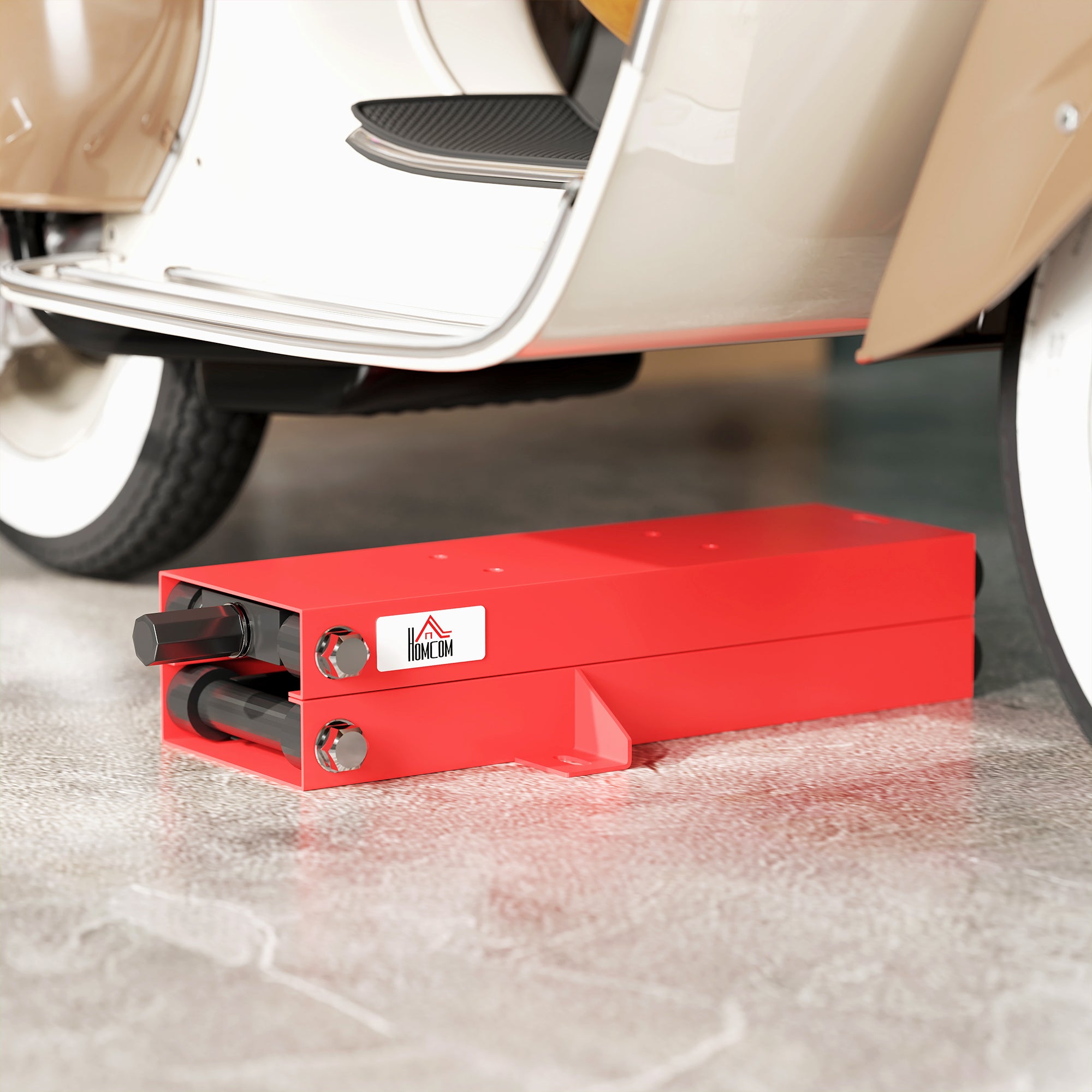 HOMCOM Motorradheber 500 kg Belastbar Motorradhebebühne 95-400 mm Höhenverstellbar 45 x 15 x 9,5-40 cm Rot