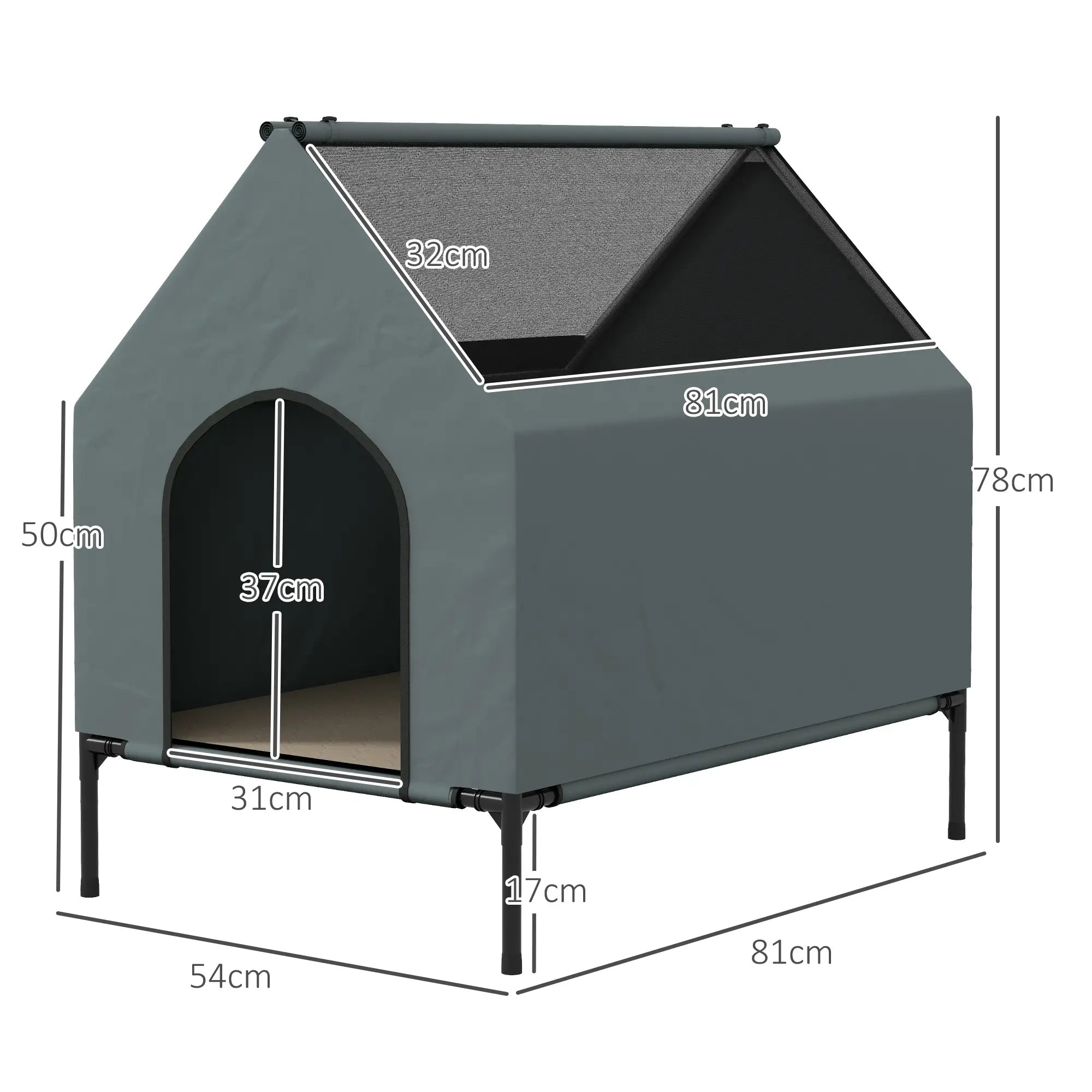 PawHut Hundehütte 81x54x78 cm mit Mesh-Fenster & Tragetasche
