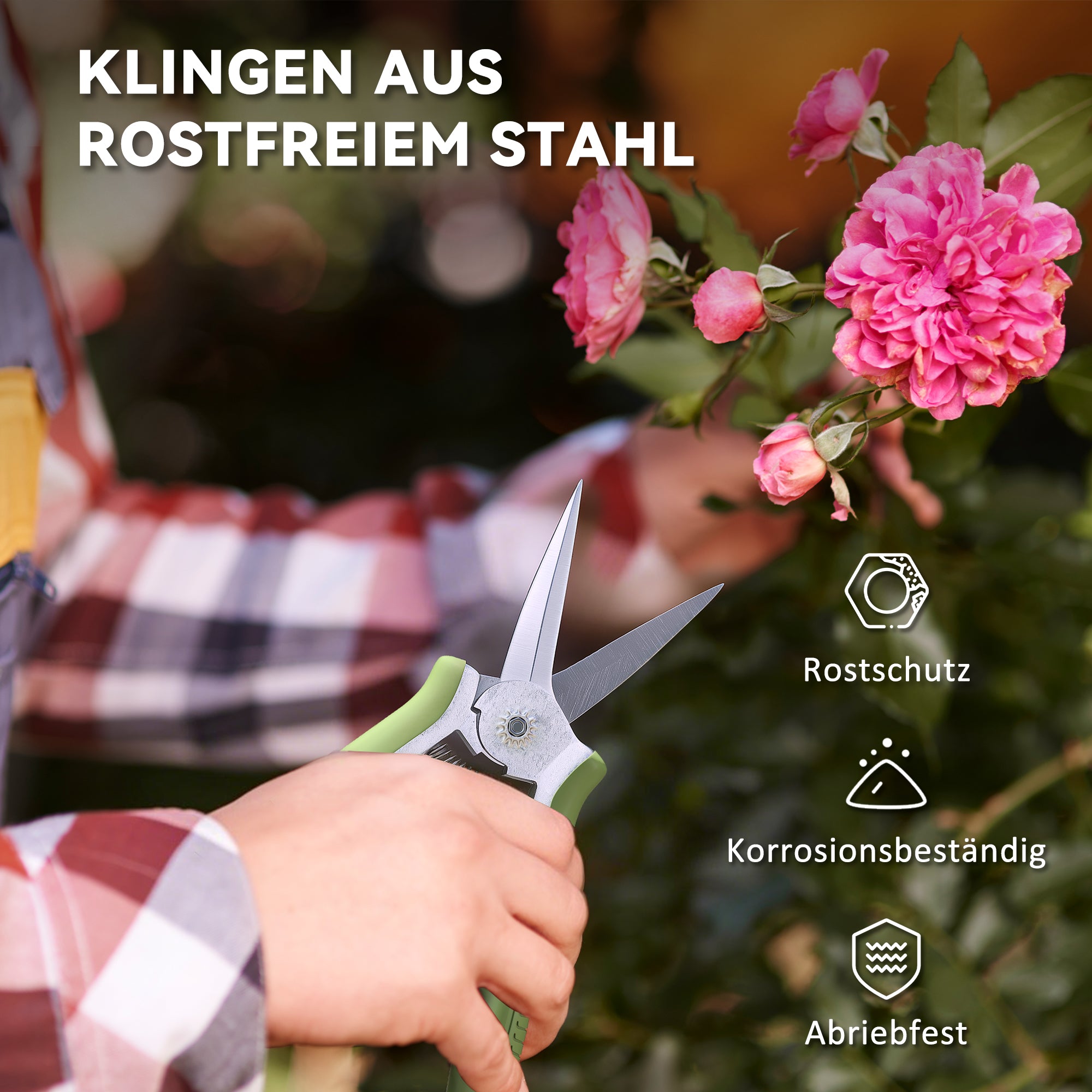 Outsunny Gartenwerkzeug Set 2 Stück Garten Werkzeug aus Edelstahl Gartengeräte mit Gartenschere Astschere Grün+Silber