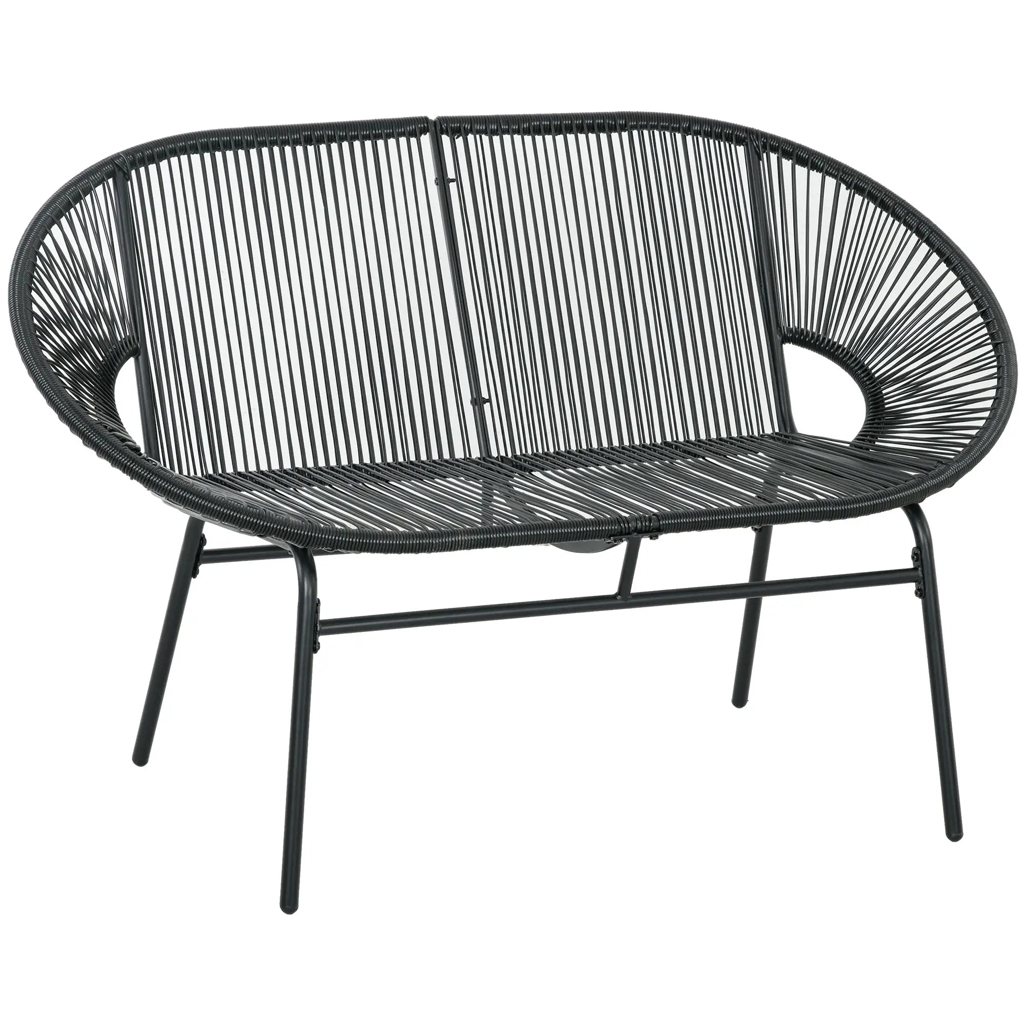 Outsunny Polyrattan Gartenbank 2-Sitzer Outdoor Balkon wetterfest