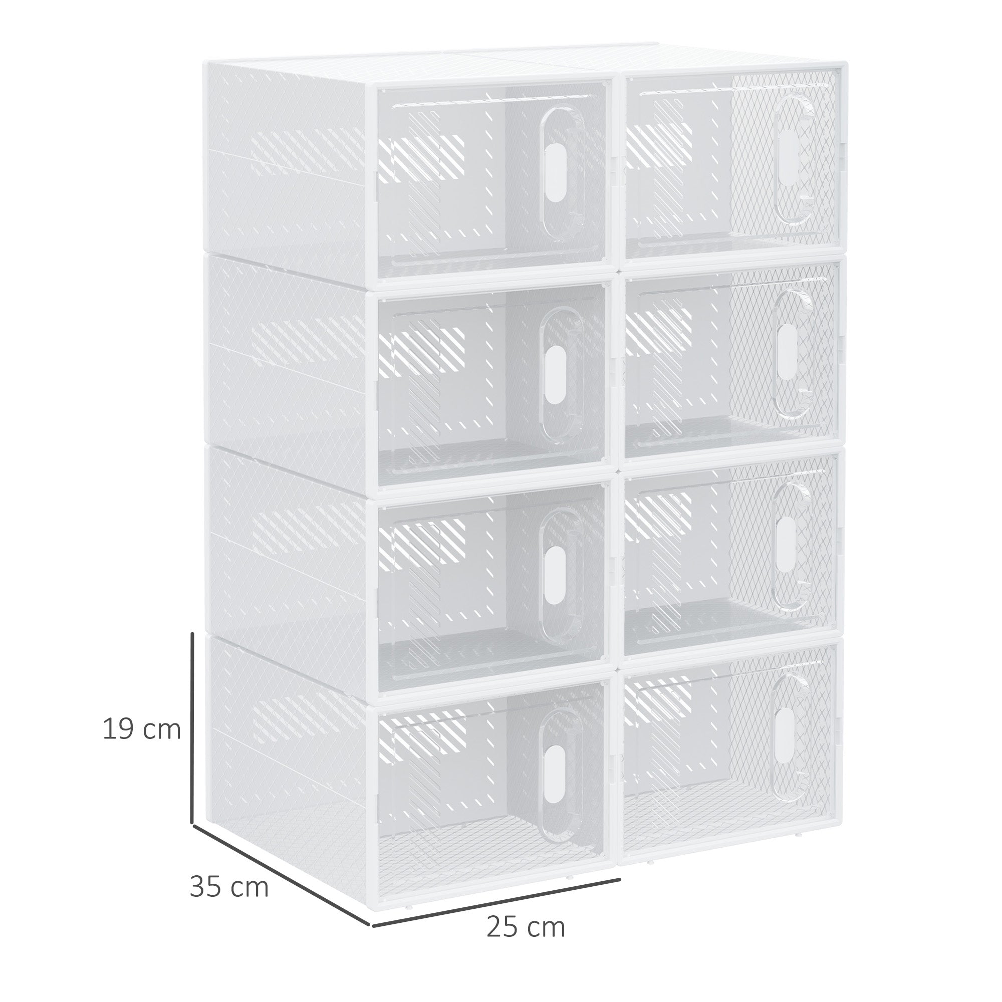 HOMCOM Modulares Regalsystem mit 8 Fächern, Steckregal, 25 cm x 35 cm x 19 cm, Transparent