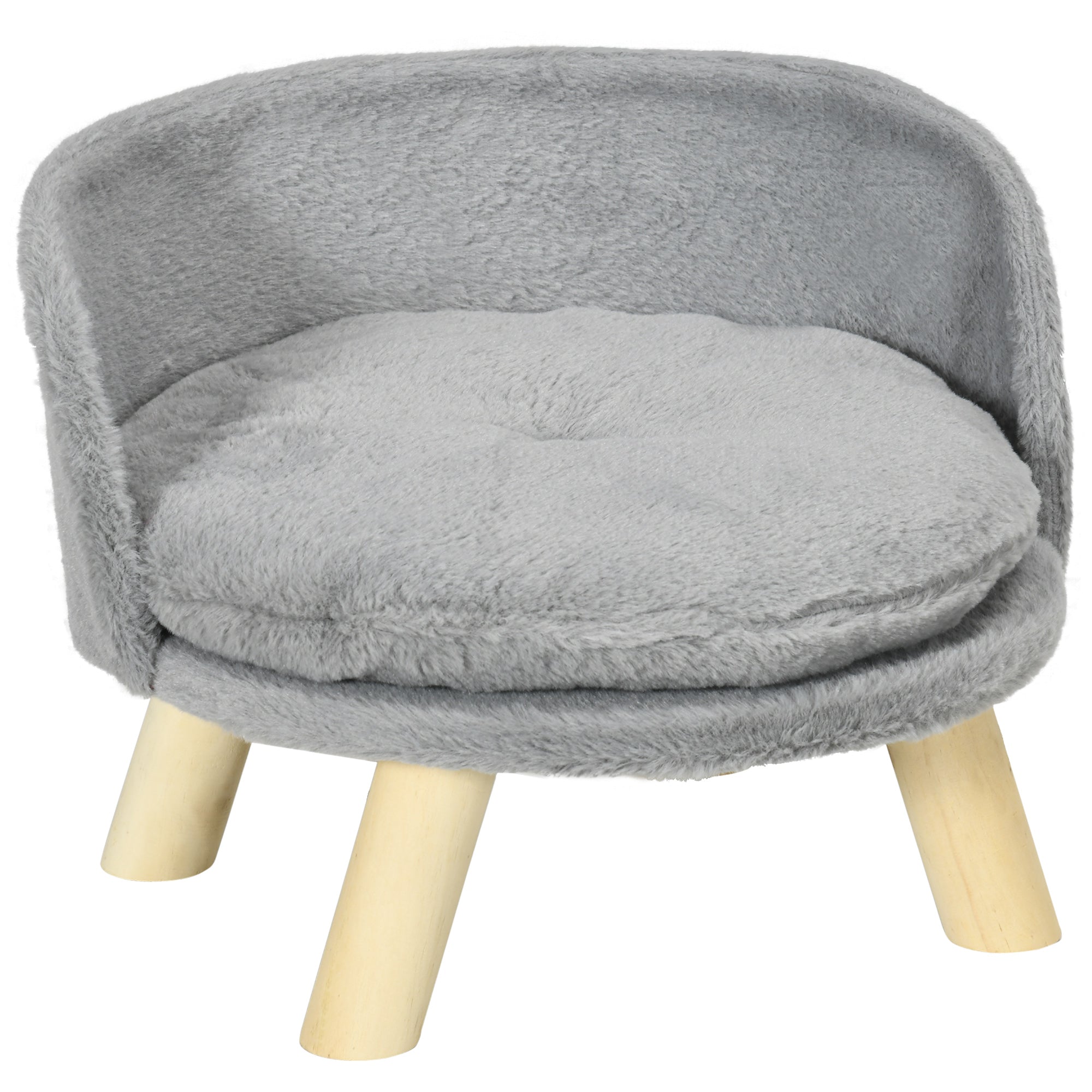 PawHut Haustierbett 40,5 × 40,5 × 33 cm – Grau mit Kissen & Holzfüßen