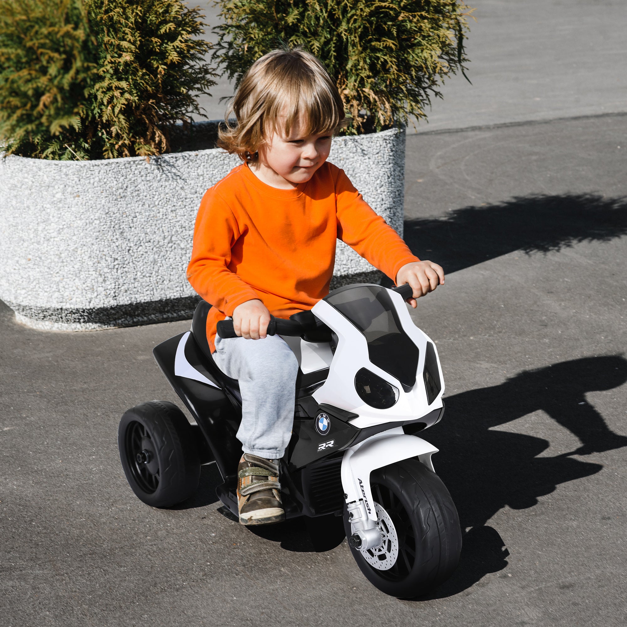 HOMCOM Elektro Kindermotorrad BMW S1000RR Elektromotorrad mit Musik, Scheinwerfer, Kinder Elektro Motorrad für Kinder von 18-36 Monaten Schwarz