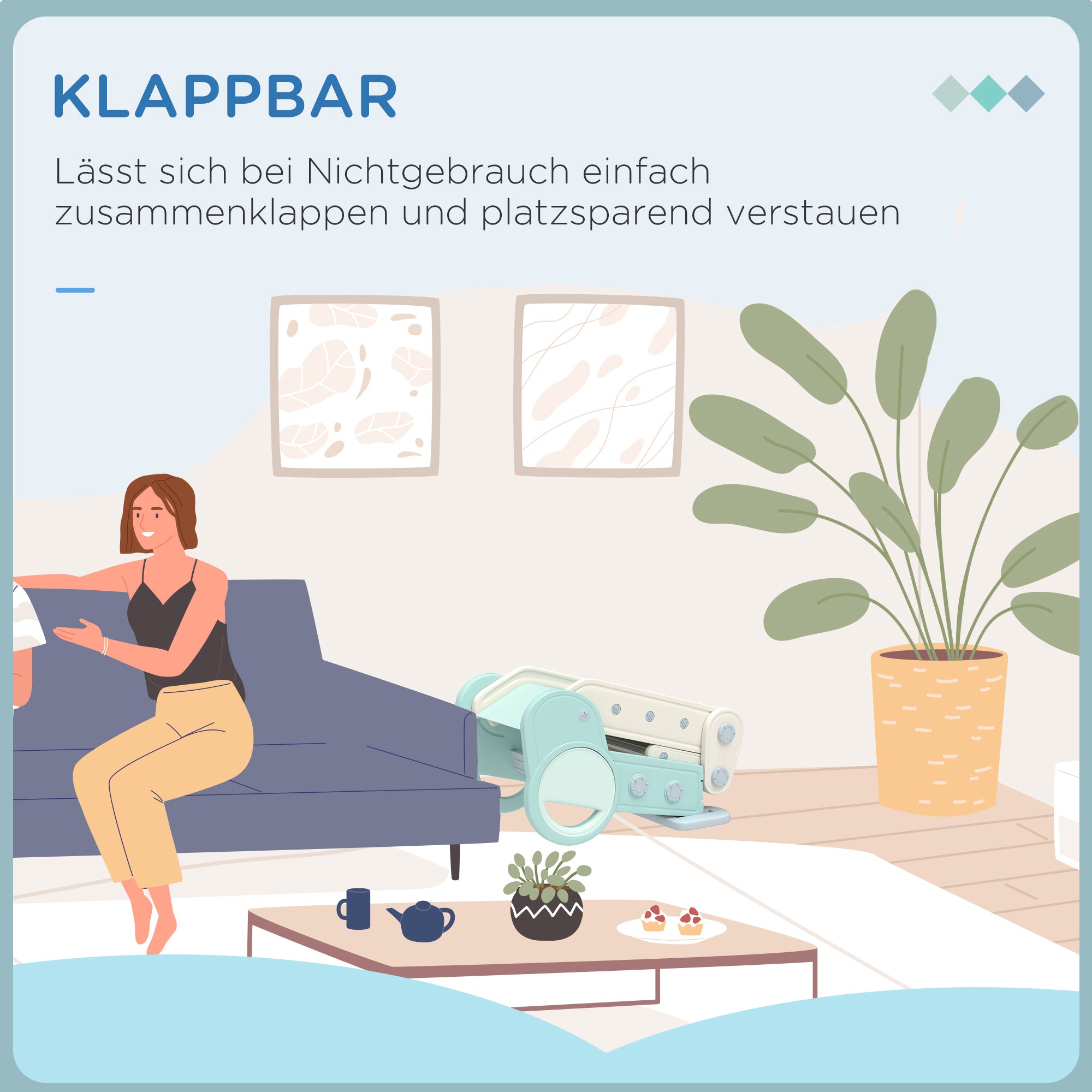 AIYAPLAY Rutsche für Kleinkinder, klappbar, Indoor, rutschfeste Stufen, erhöhter Sicherheitsrand, grün